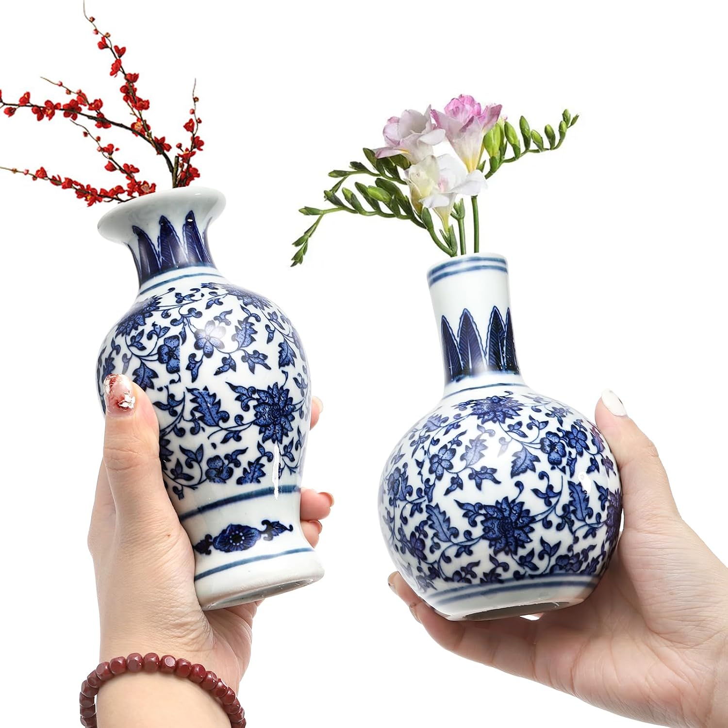 Tall Mini Vintage Vases / Blue / 5.5 Inch / Set of 3