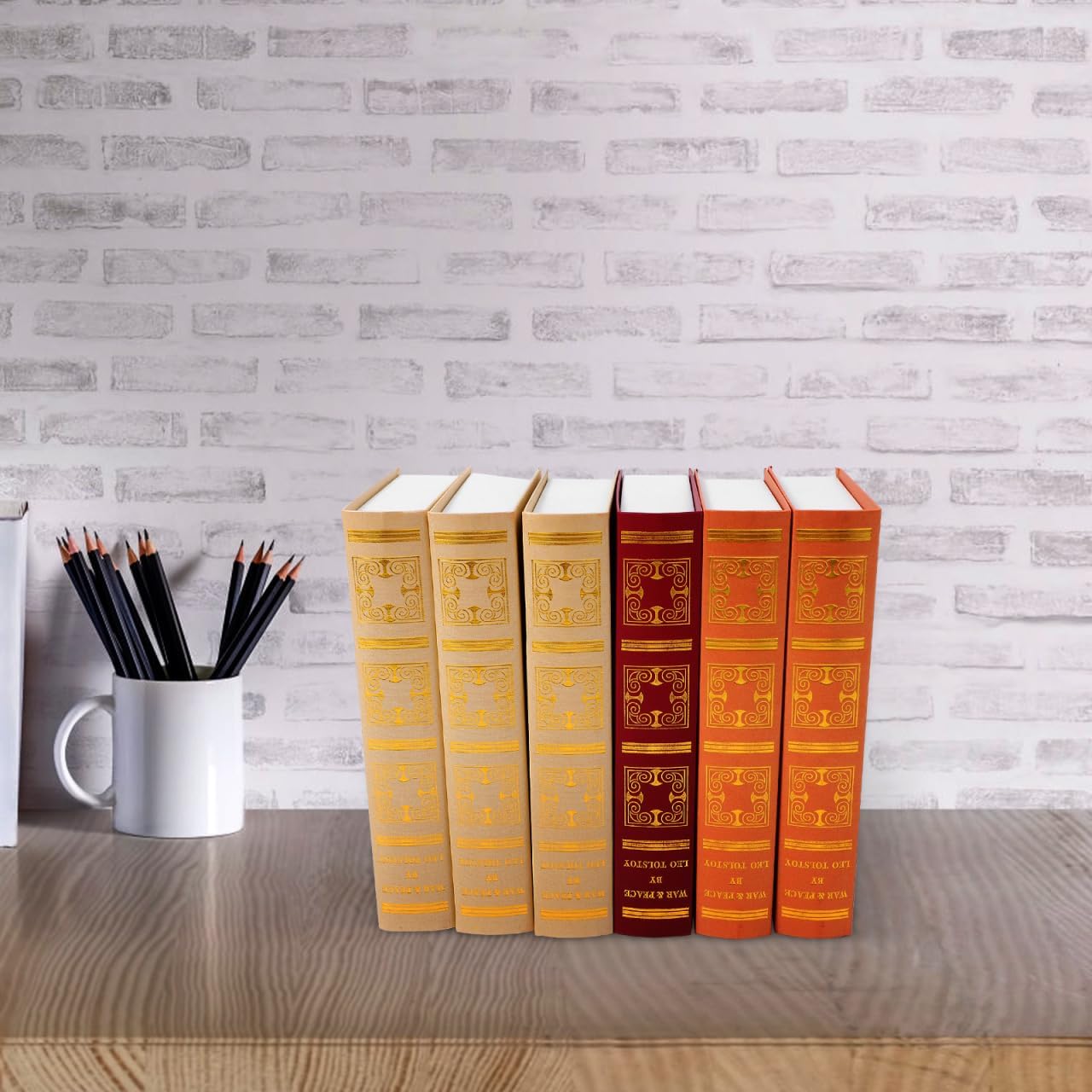 props bookcase books hollow artificial fake decoration antique storage box coated paper / Set of 6
