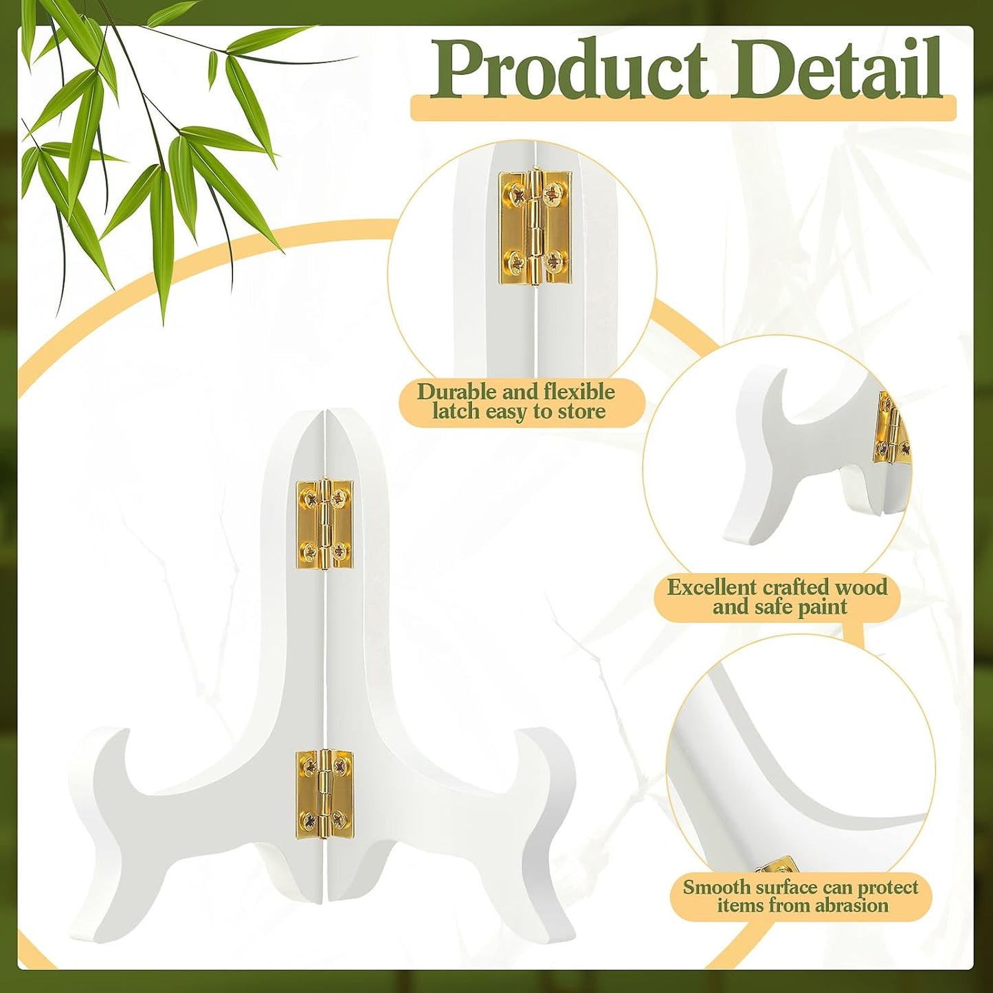 Packs Wooden Display Stand Decorative Plate Stands for Display Picture Frame Holder / White / 4 Inch
