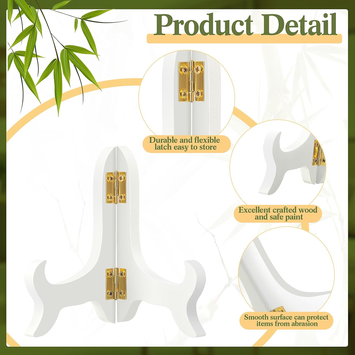 Packs Wooden Display Stand Decorative Plate Stands for Display Picture Frame Holder / White / 4 Inch