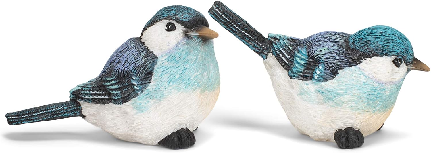 Bluebird Bright and White Polyresin Figurine / Blue / 5.25 Inch / Set of 2