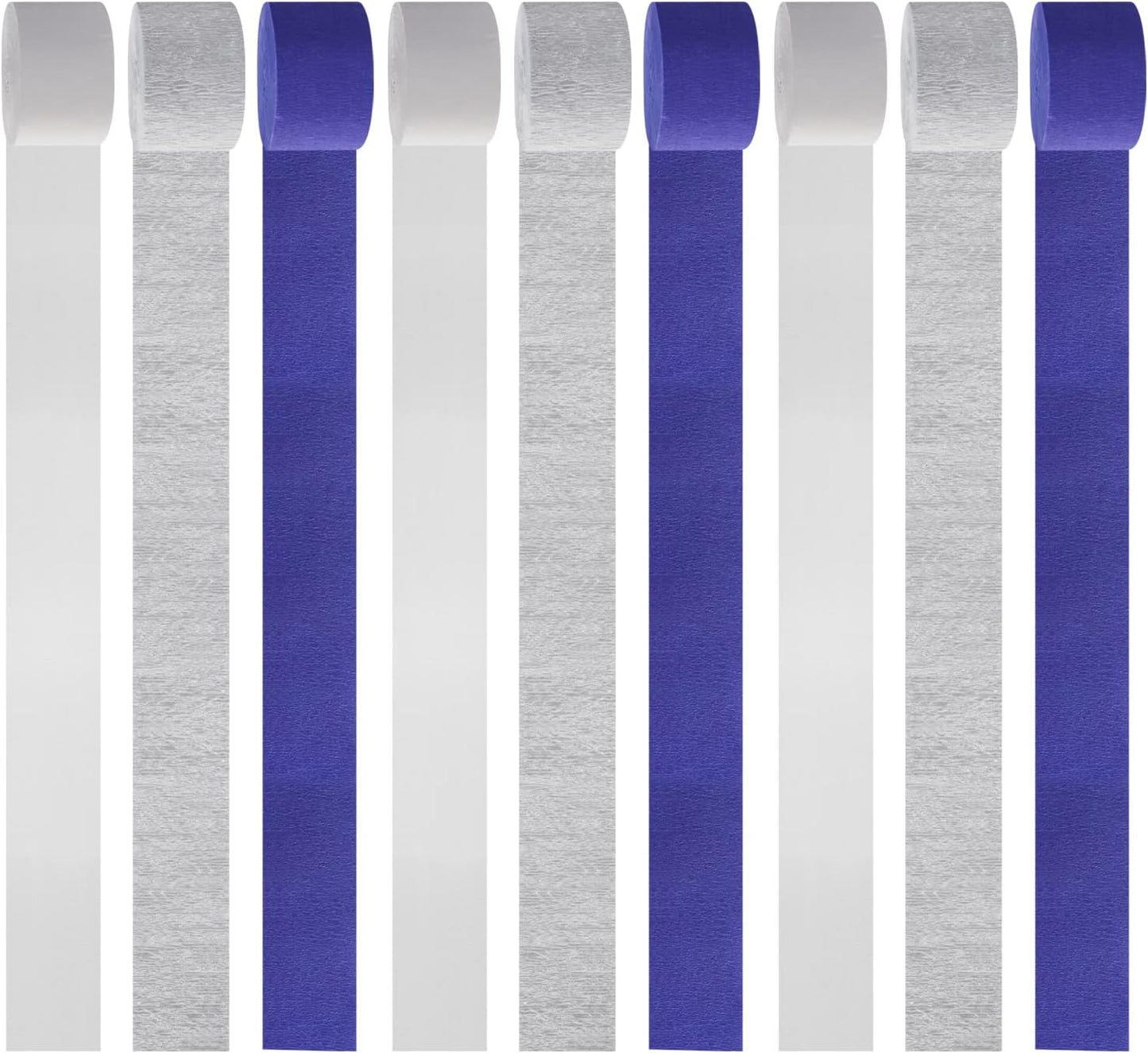 Navy-Blue White- Silver Crepe Paper Streamers / Navy Blue White Silver