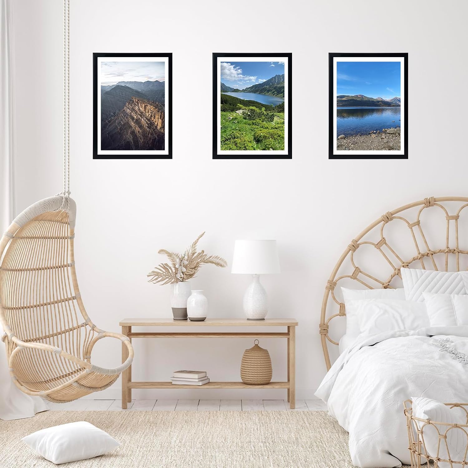 JCJMY 12x16 Picture Frame Set of 4 Black with 11x14 Mat, Display Photo 11x14 with Mat or 12 x 16 Without Mat, Wall