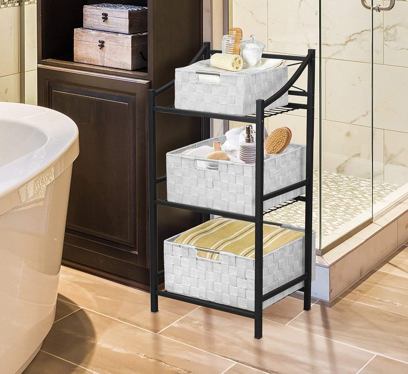 Linen Closet Organizers and Storage / 7 Piece - White / Set of 7