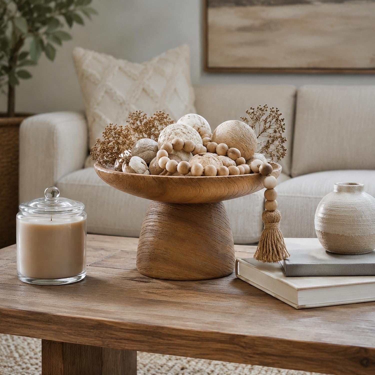 Faux Wood Decorative Bowl / Brown