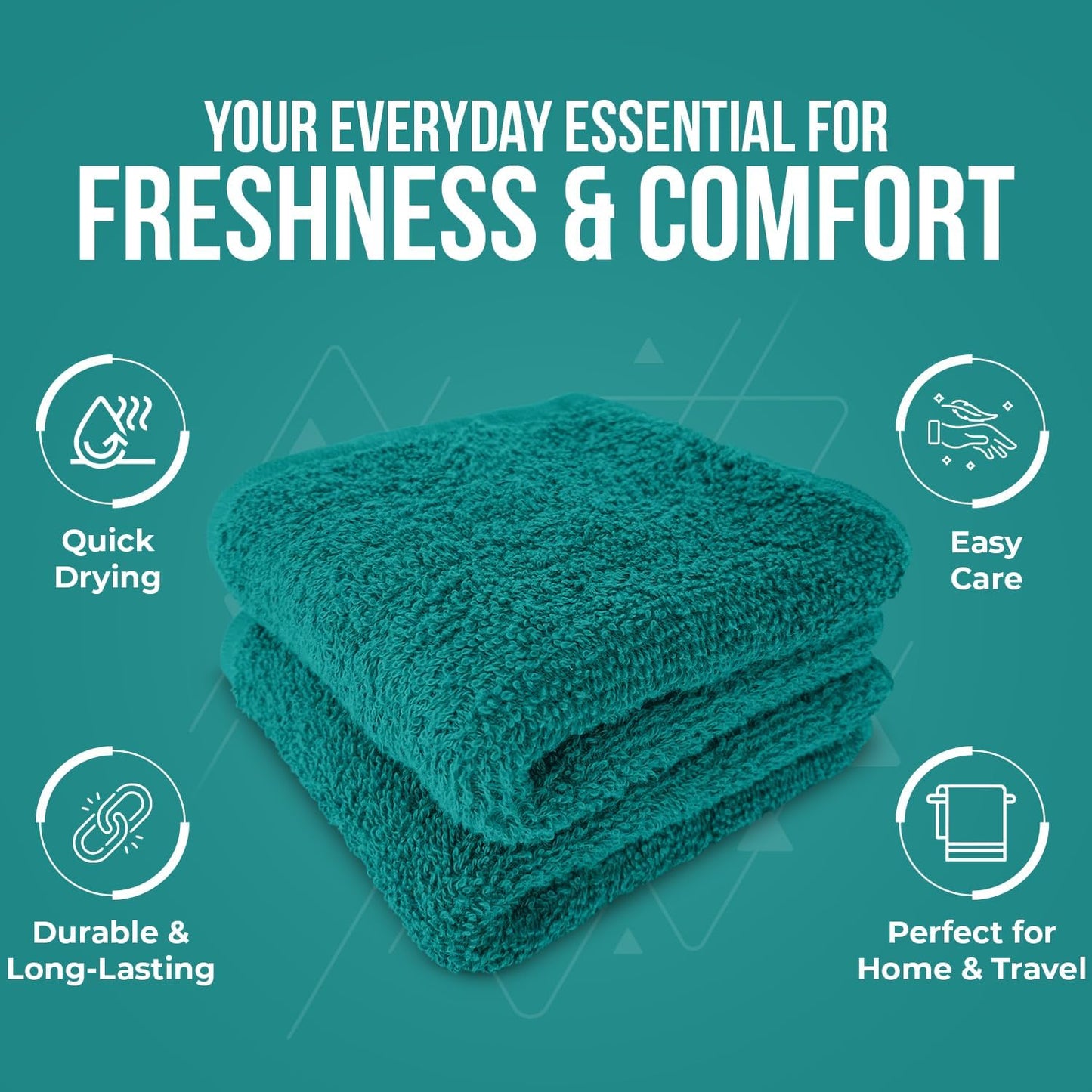 DAN RIVER 24 Pack Cotton Wash Cloths Set for Showering [12x12] Teal | Lighter Weight, Quick to Dry, Super Soft &