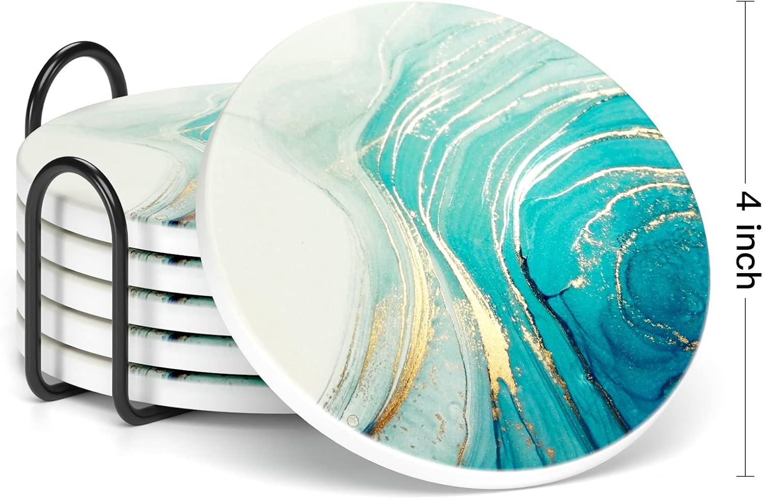Holder and Cork Base / Luxury Gold Teal Ocean / Set of 6