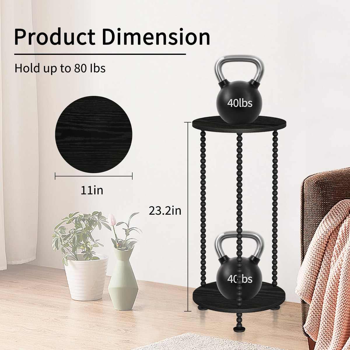 YINMIT Plant Stand Indoor, 2 Tier Small Plant Stand with Metal Spindle Leg | Narrow Corner Plant Table for Living Room