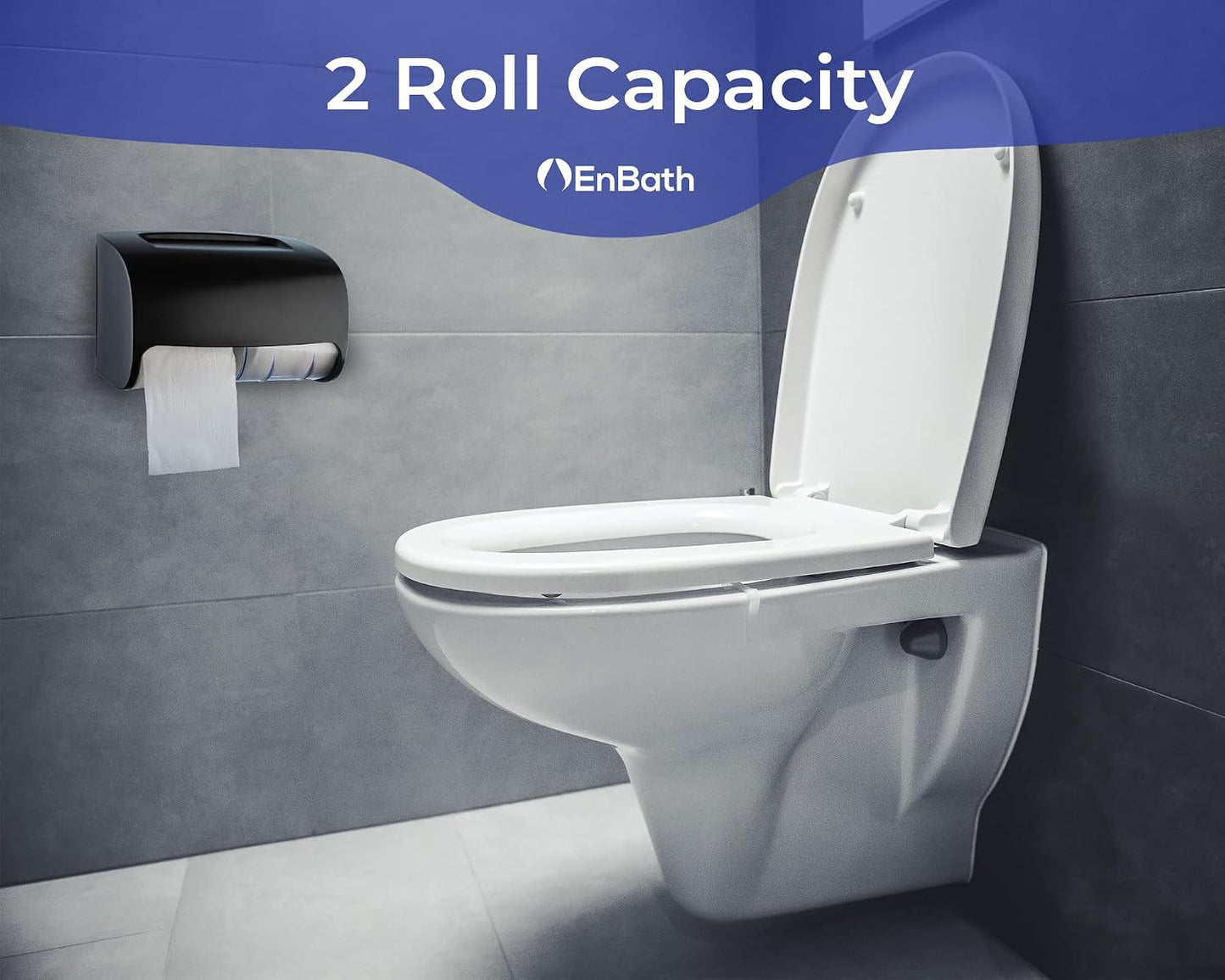 Commercial Toilet Paper Dispenser Wall Mount, Double (2 Roll) Locking Toilet Paper Holder (Black), Compact Two Roll