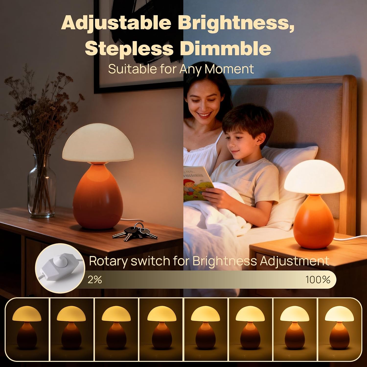 Small Lamp / Mushroom Table Lamp / Orange