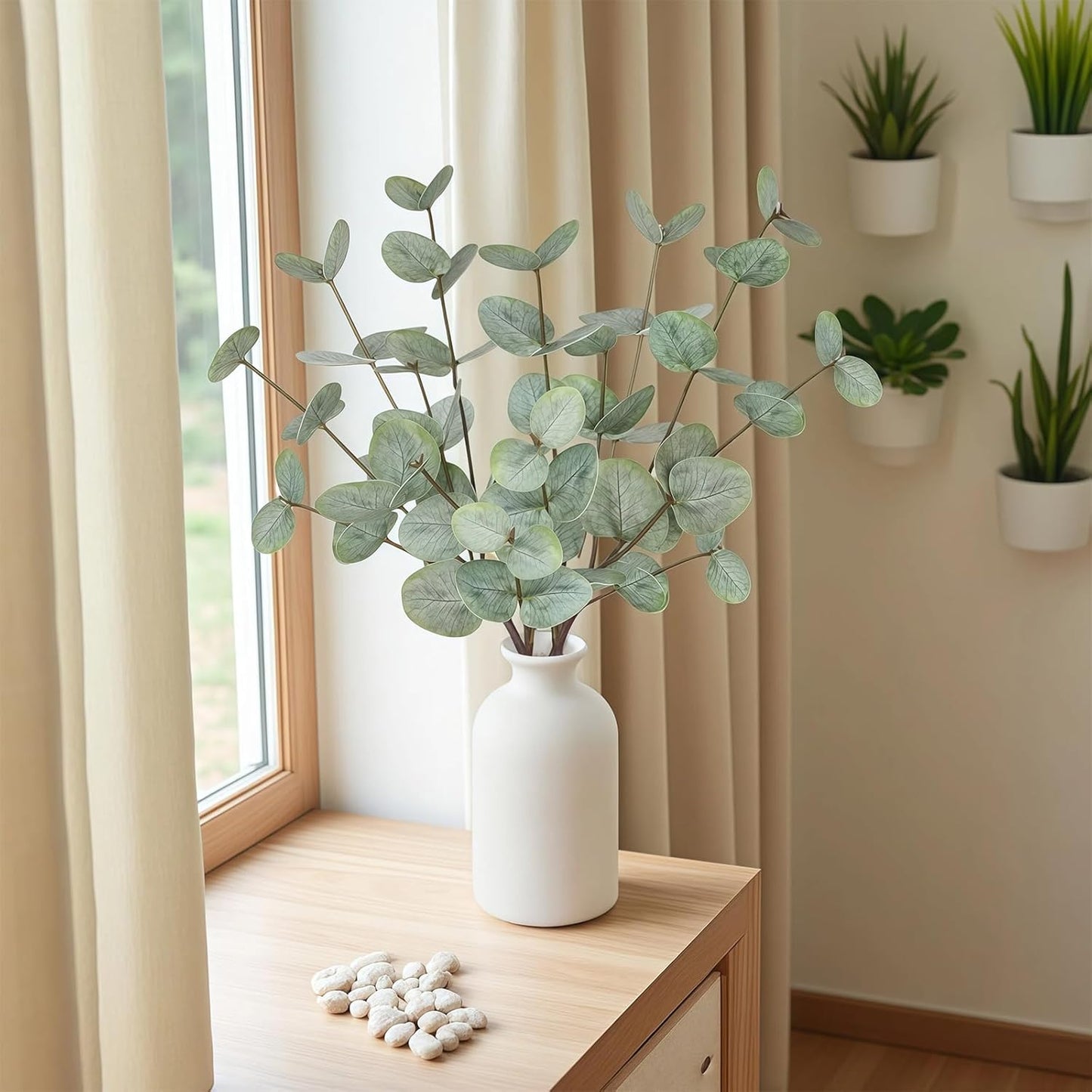 Faux Plants / 15" Artificial Eucalyptus Stems Potted Plant / Eucalyptus Plant