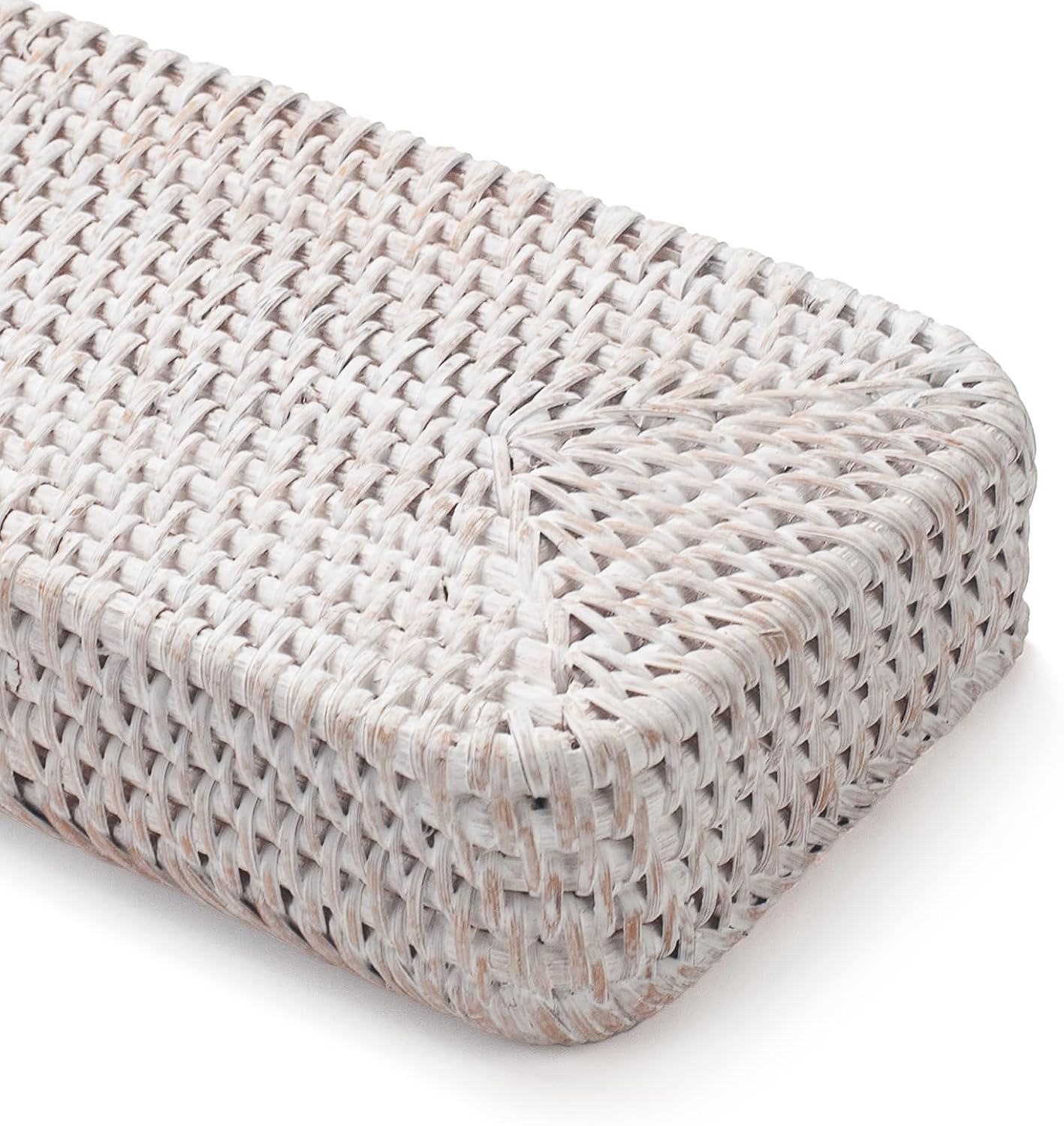 Rattan Bathroom Vanity Trays Toilet Tank Baskets Long Narrow Hand / Whitewash / 10.2 x 4.9 x 1.6