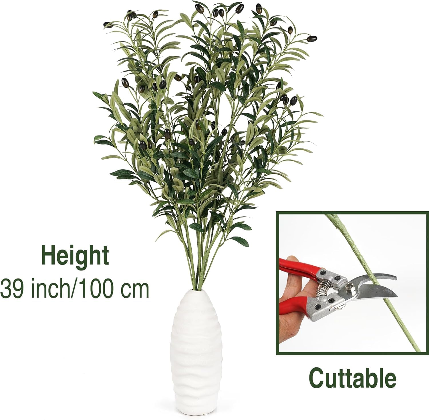 Artificial Olive Branches / Black / 39 Inch / Set of 4