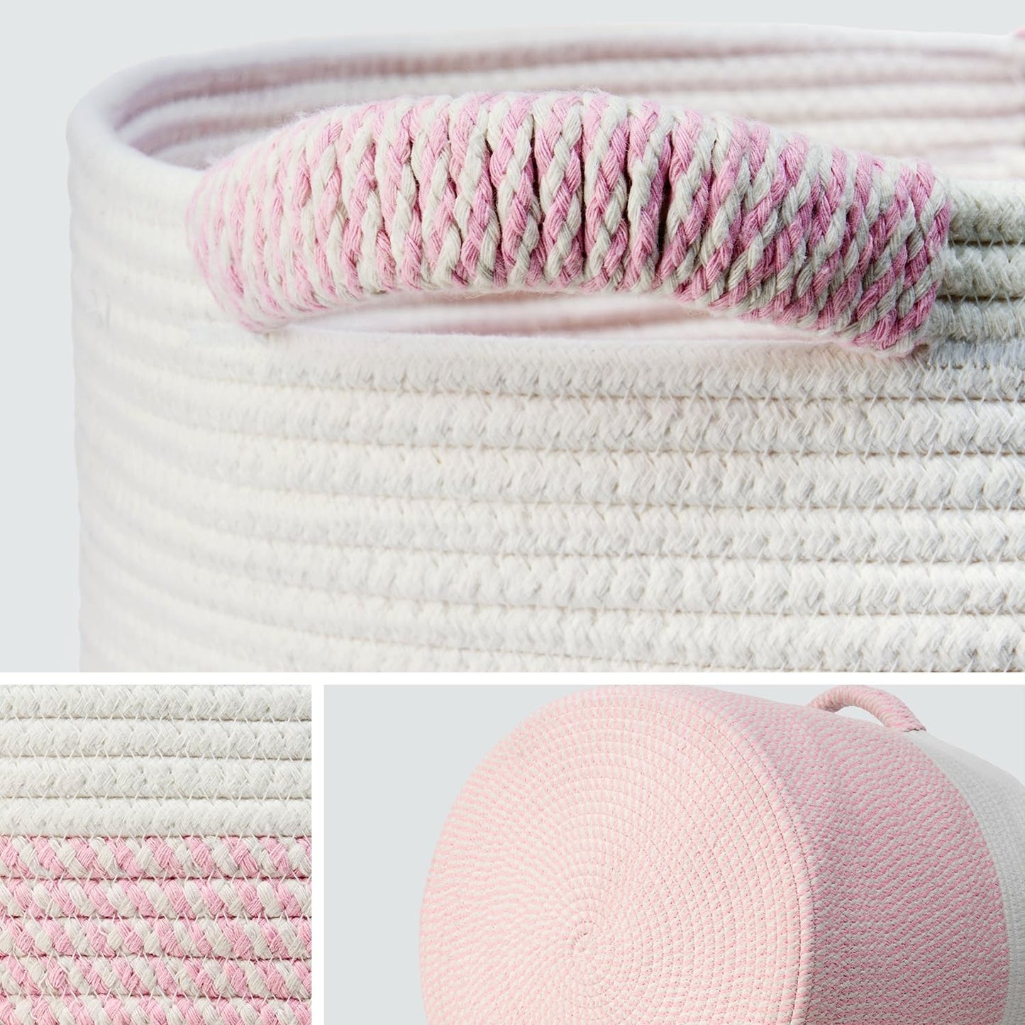 Blanket Basket / Pillows & Laundry / White/mixed Pink / 16 x 16 x 14