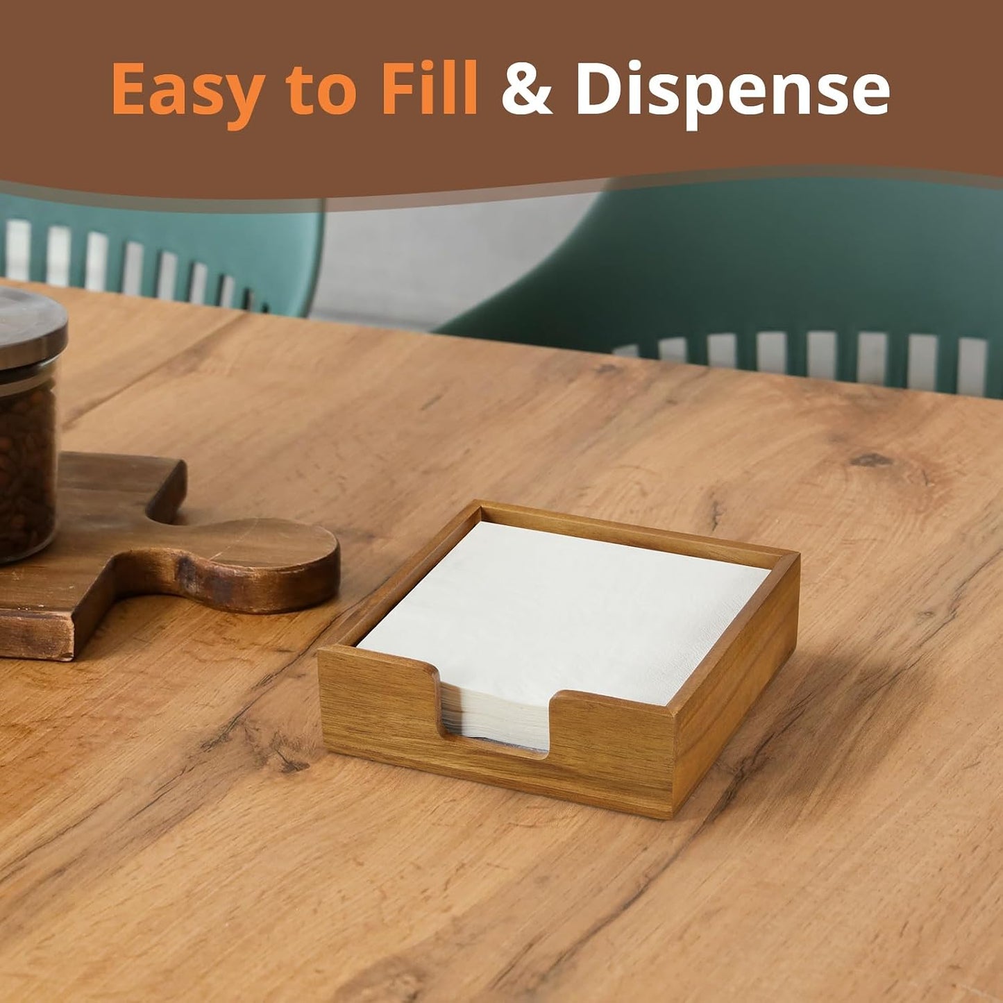 Wood Napkin Holder / Acacia / Square