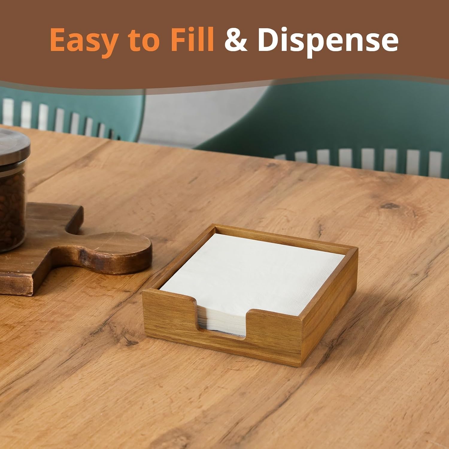 Wood Napkin Holder / Acacia / Square