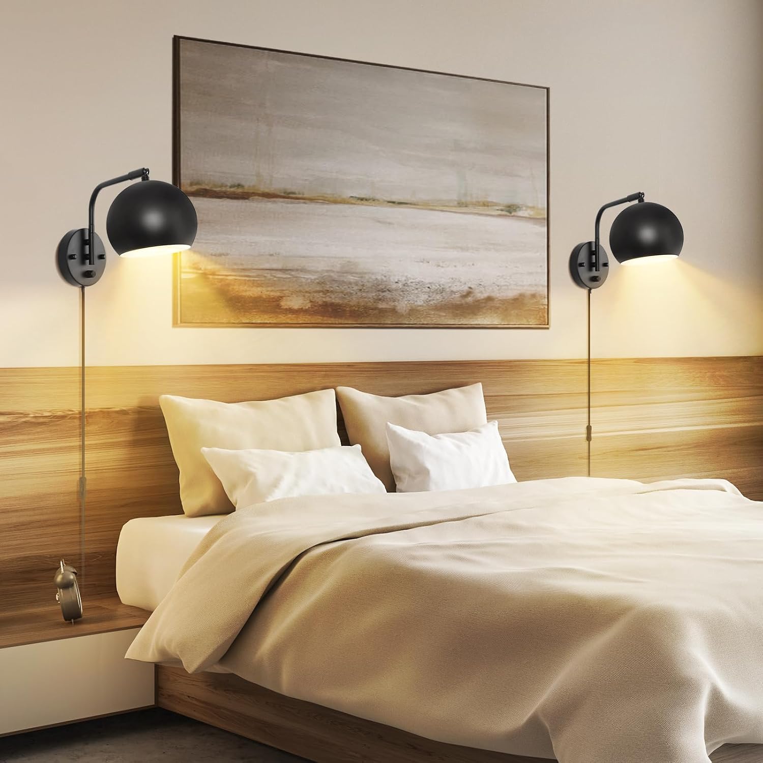 VATONI Wall Sconce with Remote Control, Dimmable Plug in Wall Sconces and Adjustable Color Temperature 2700K~6000K