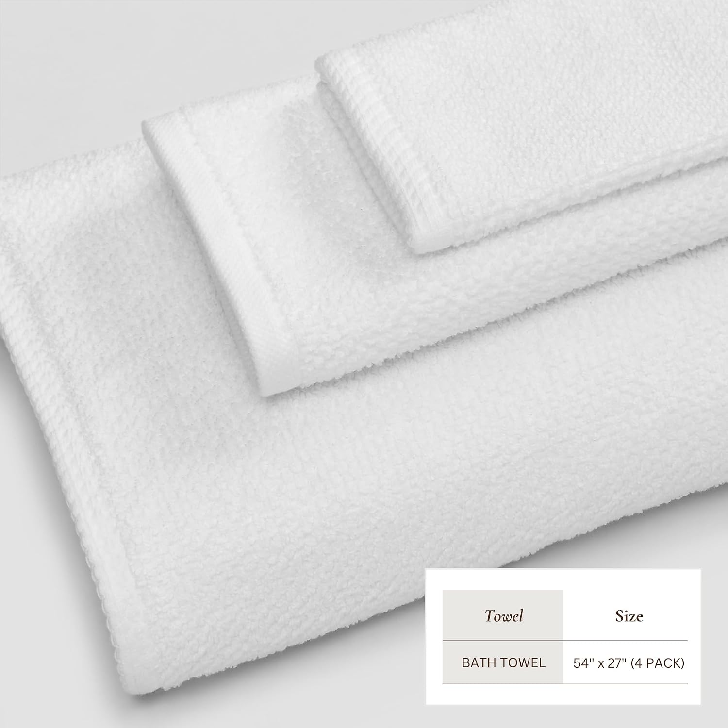 Great Bay Home 100% Cotton 4 Pack 54x27 Bath Towel Set - Absorbent, Quick-Drying, Durable Towels for Bathroom Decor