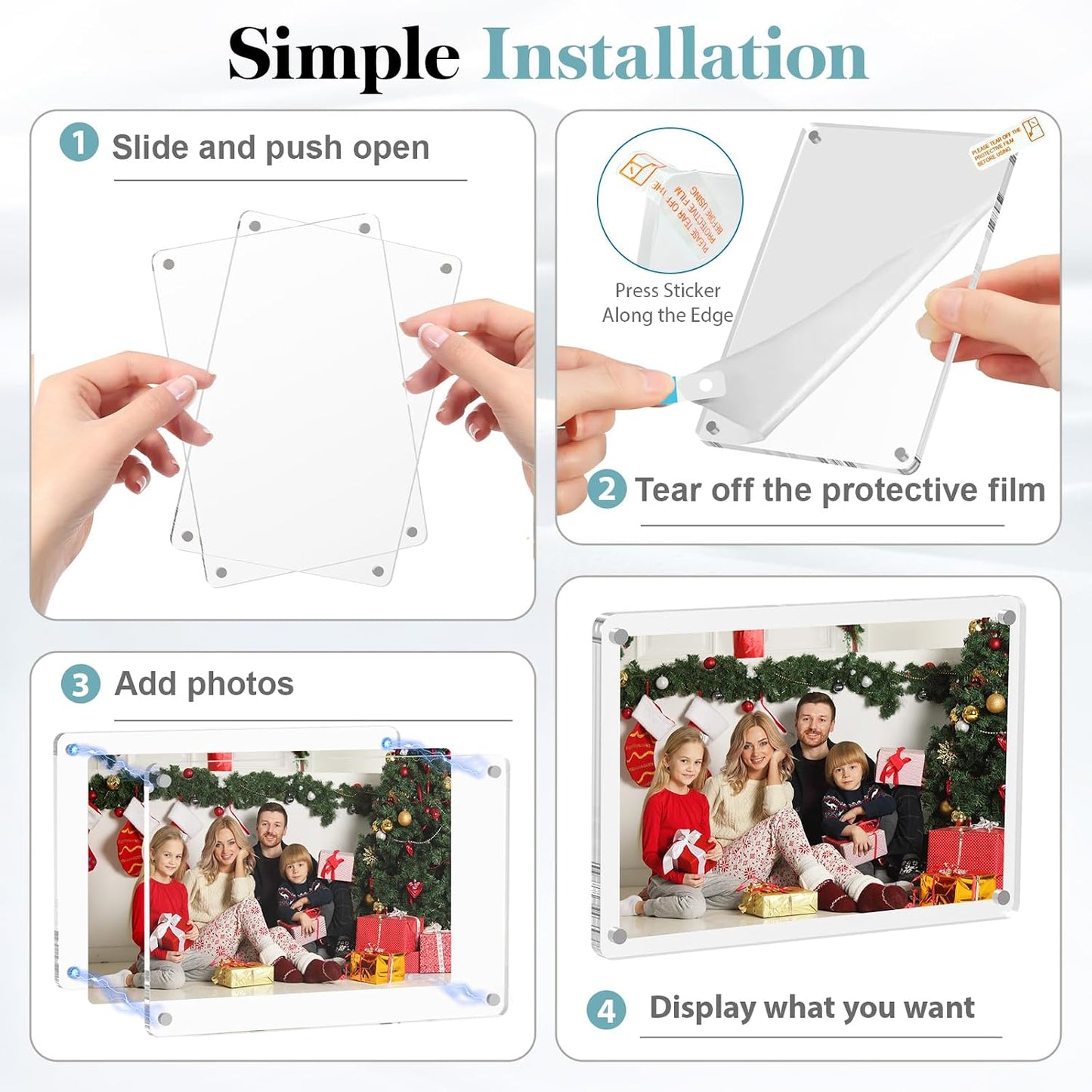 SAMYUCHO 10 Packs Acrylic 4x6 Magnetic Picture Frames for Refrigerator | Strong Magnetism, Clear Display Effect with