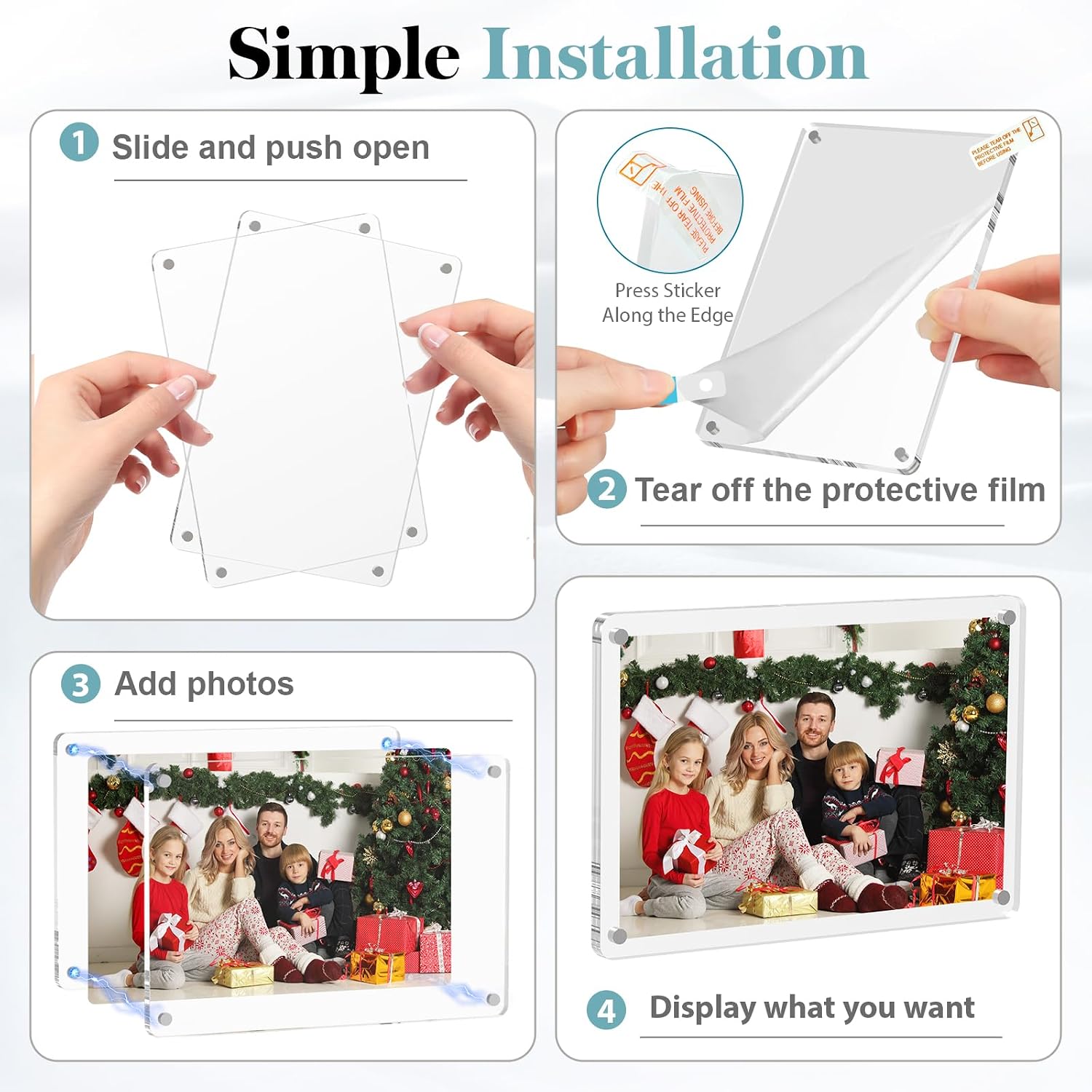 SAMYUCHO 10 Packs Acrylic 4x6 Magnetic Picture Frames for Refrigerator | Strong Magnetism, Clear Display Effect with
