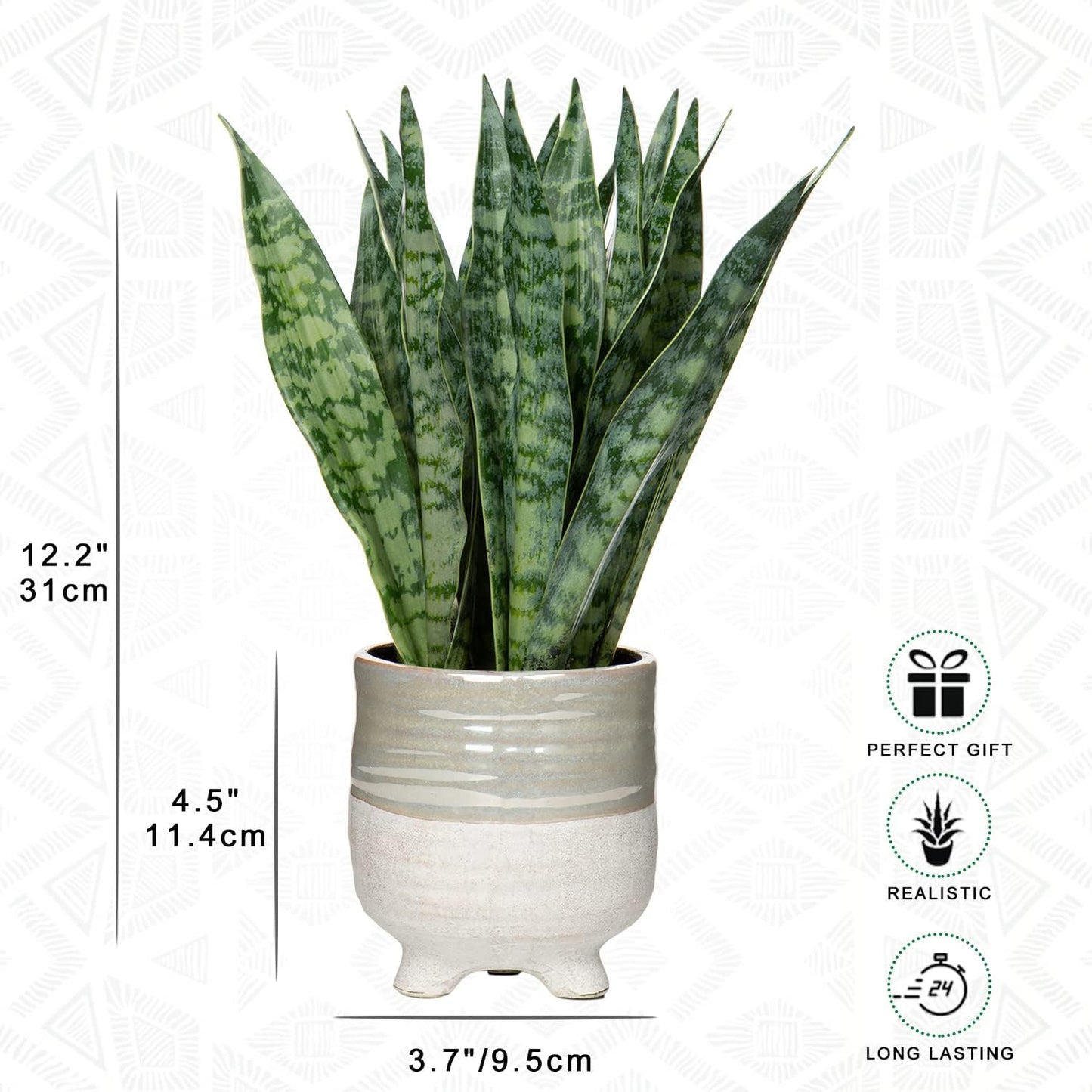 Ceramic Pot Faux Sansevieria Plant / Green-12" Style 1 / 12 Inch