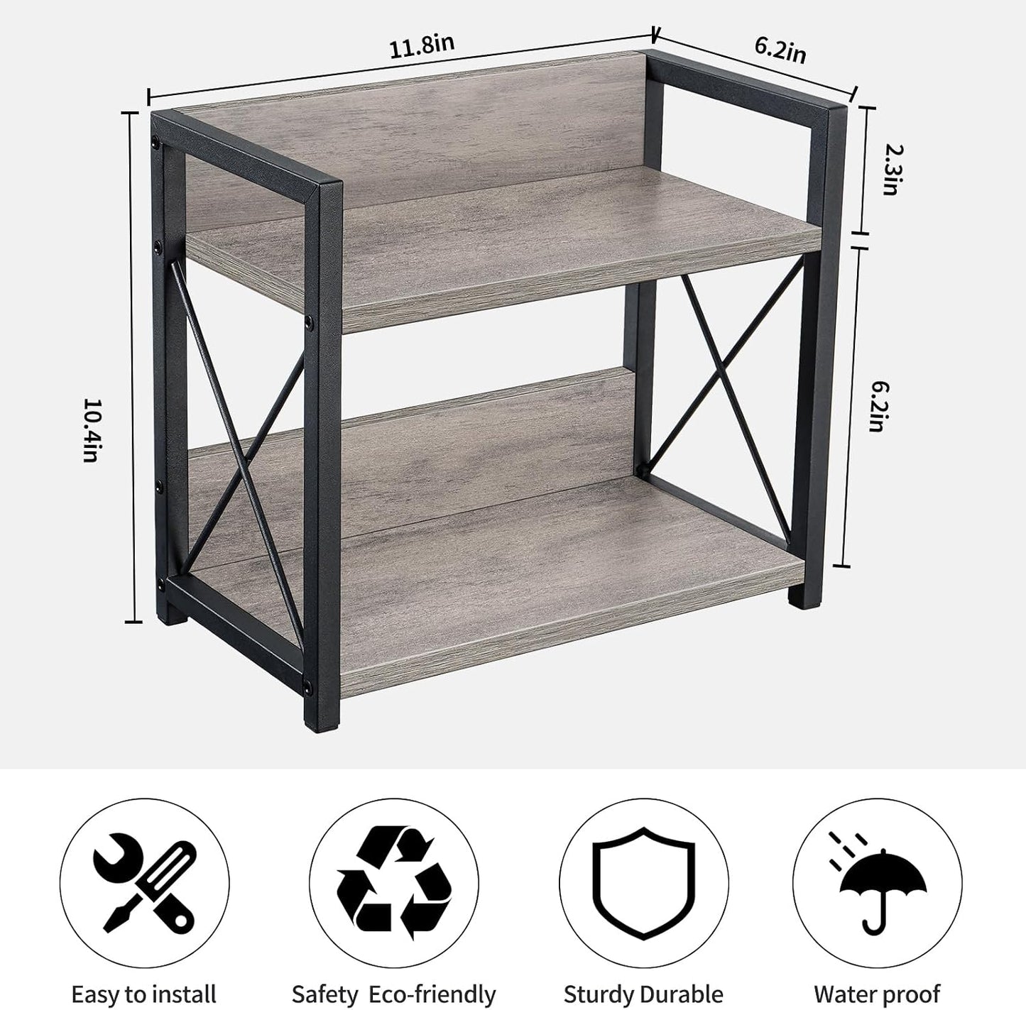 Giikin Countertop Shelf Organizer, 2 Tier Kitchen Spice Rack for Countertop, Wood Kitchen Counter Shelf for Home