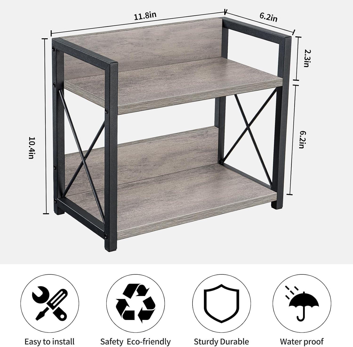 Giikin Countertop Shelf Organizer, 2 Tier Kitchen Spice Rack for Countertop, Wood Kitchen Counter Shelf for Home