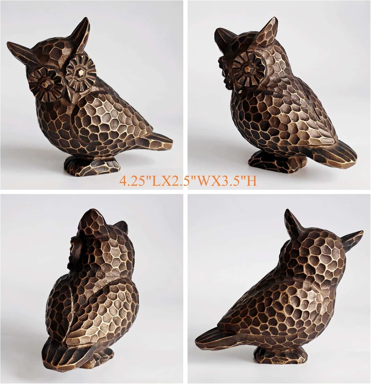 Small Brushed Vintage Owl Statue / Bronze