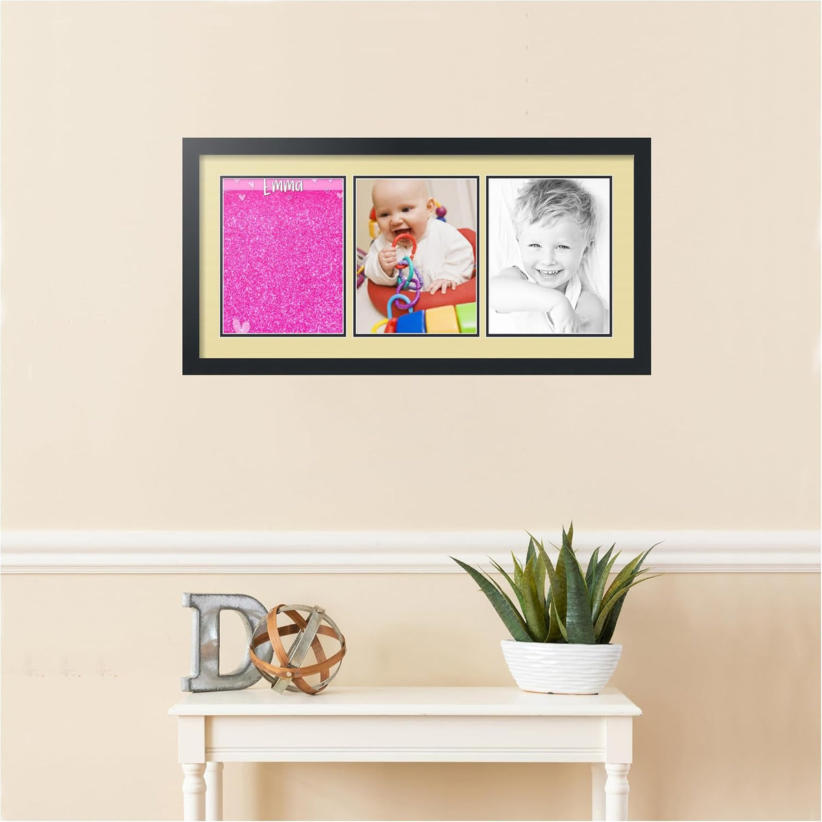 ArtToFrames Collage Picture Frame 3 Opening 3-8.5x11 Photo Frame | Made in USA | Black Frame Buttercup and Black Mats