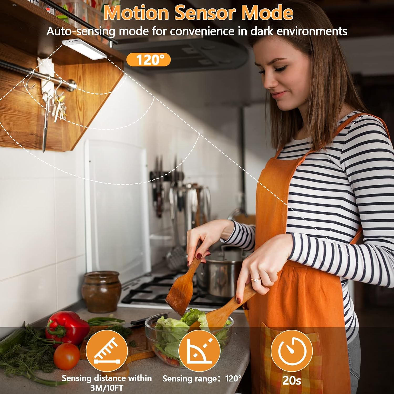2-Pack Motion Sensor Under Cabinet Lighting, USB-C Rechargeable 1700mAh Battery, 3 Color Temperatures & Dimmable, 35LED