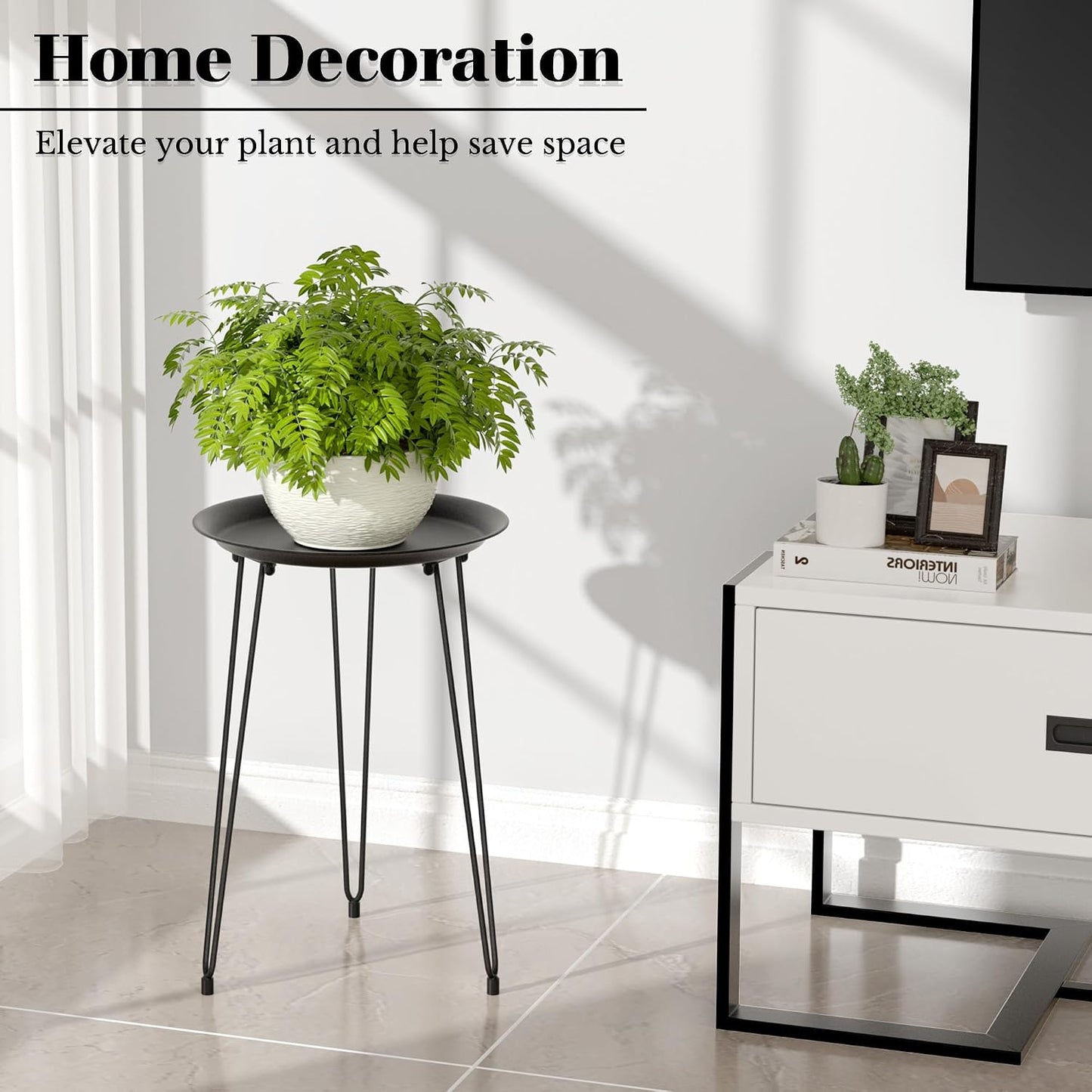 Metal Plant Stand Indoor Outdoor, Tall Flower Pot Stand | Heavy Duty Plant Stool Tall Flower Pot Round Plant Table for