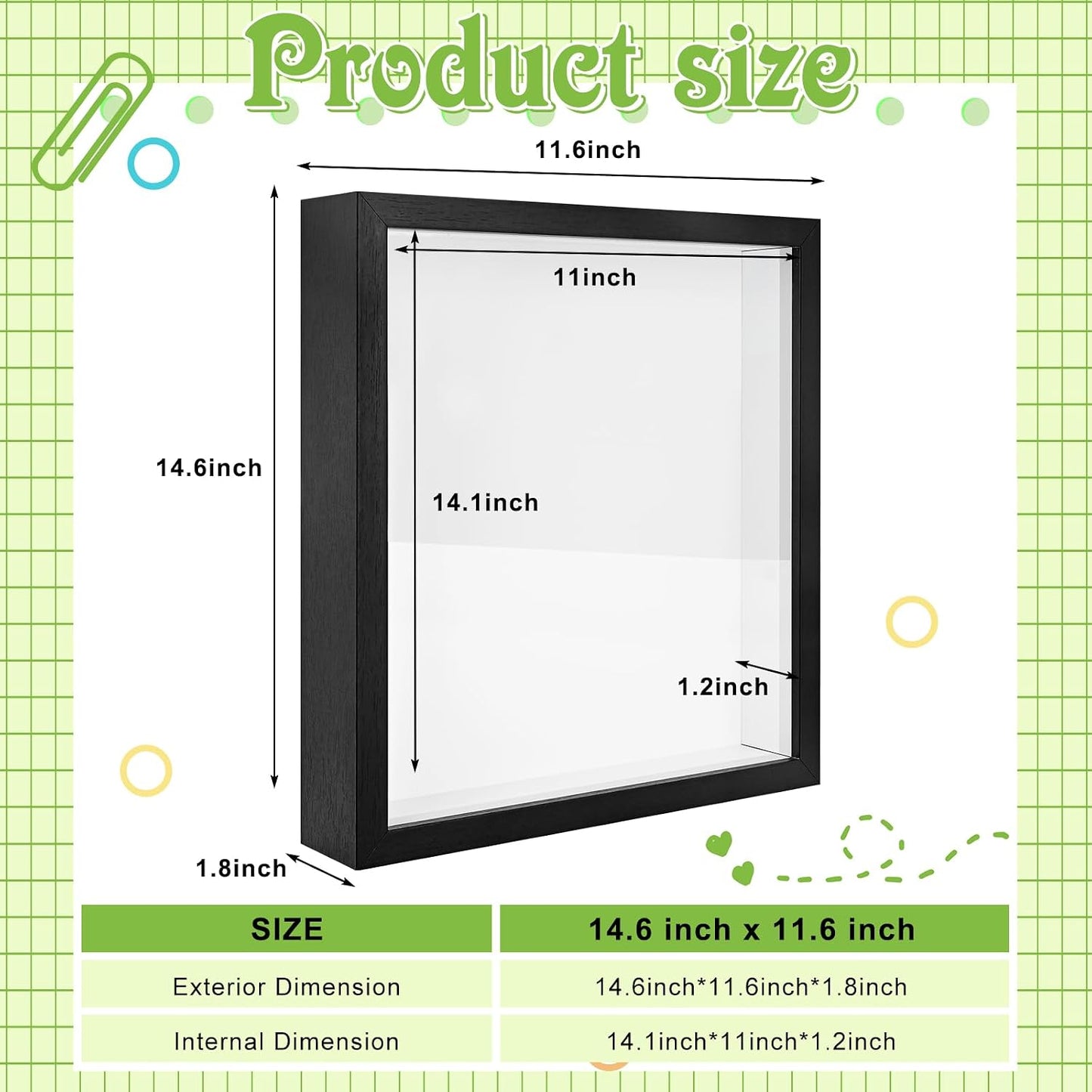 2 Pack 11 x 14in Shadow Box Frame Shadow Boxes Display Cases 3D Picture Frame Shadow Boxes Display Cases with Adhesive