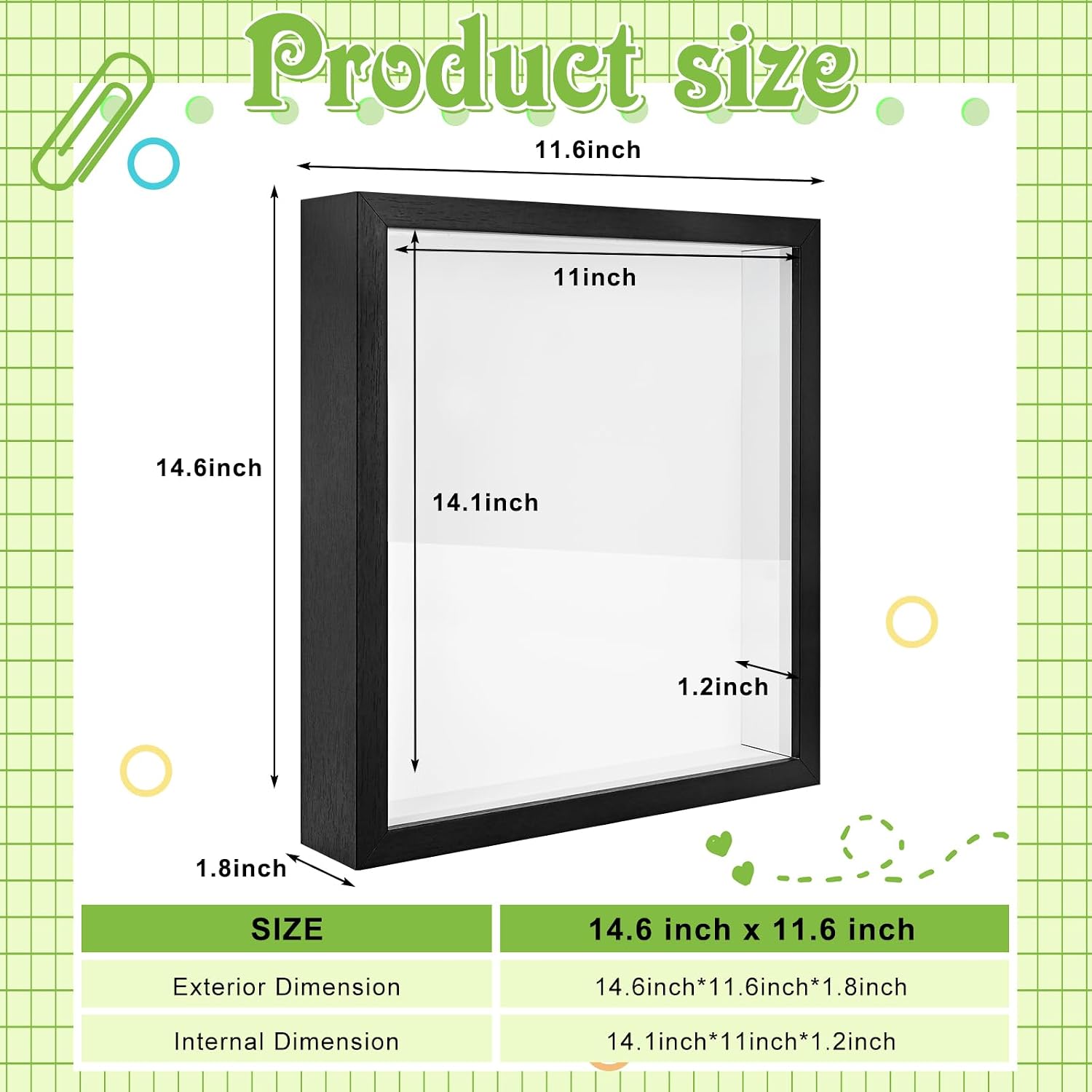 2 Pack 11 x 14in Shadow Box Frame Shadow Boxes Display Cases 3D Picture Frame Shadow Boxes Display Cases with Adhesive
