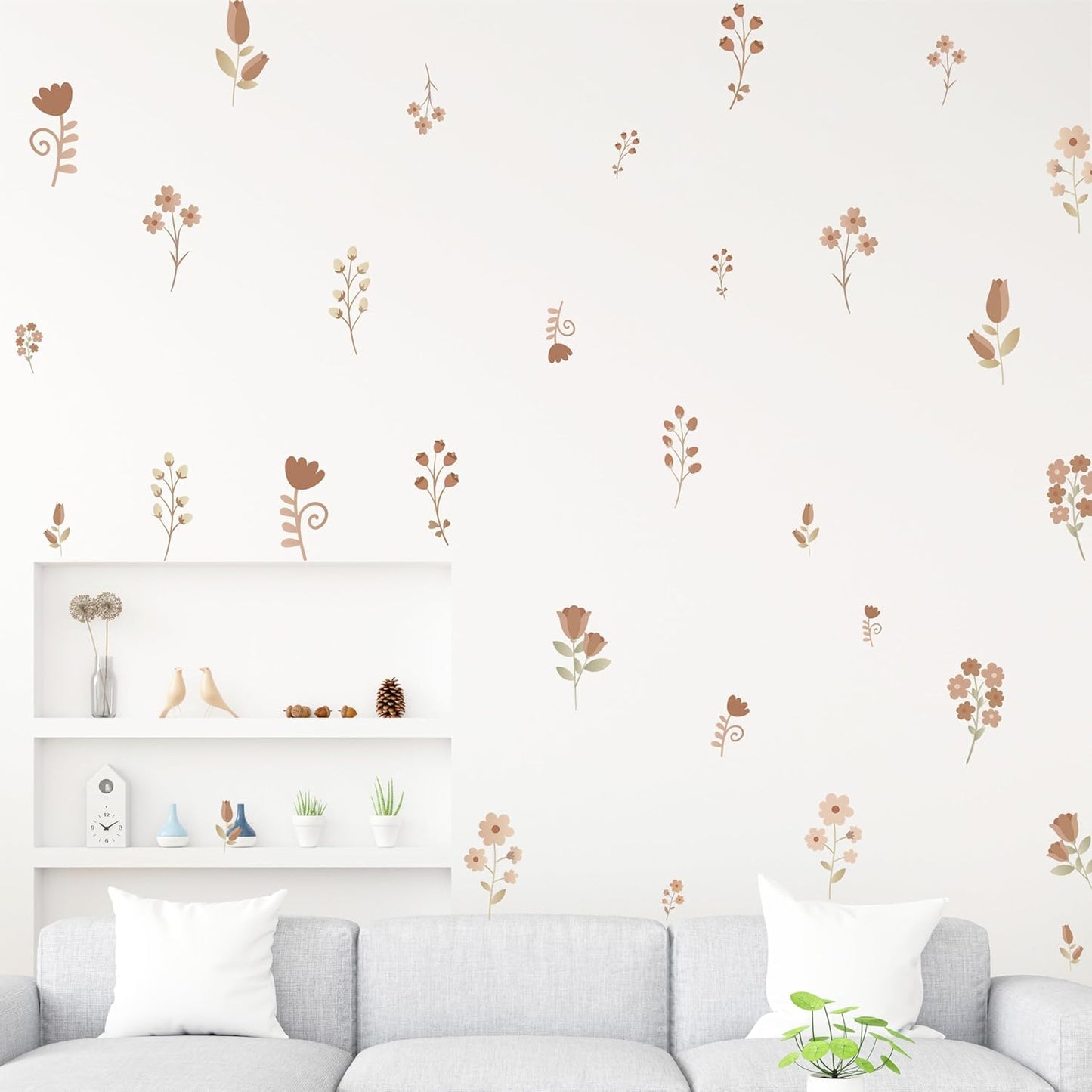 Boho Style Flower Stickers / Gold / Set of 8
