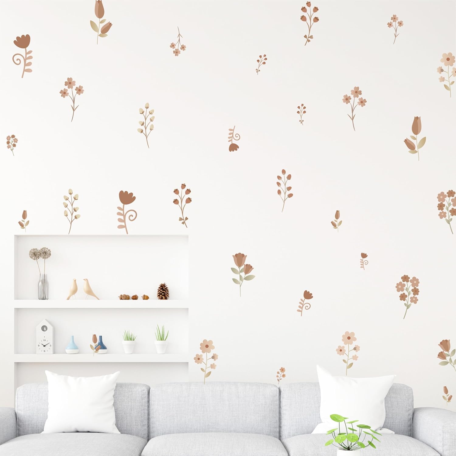 Boho Style Flower Stickers / Gold / Set of 8