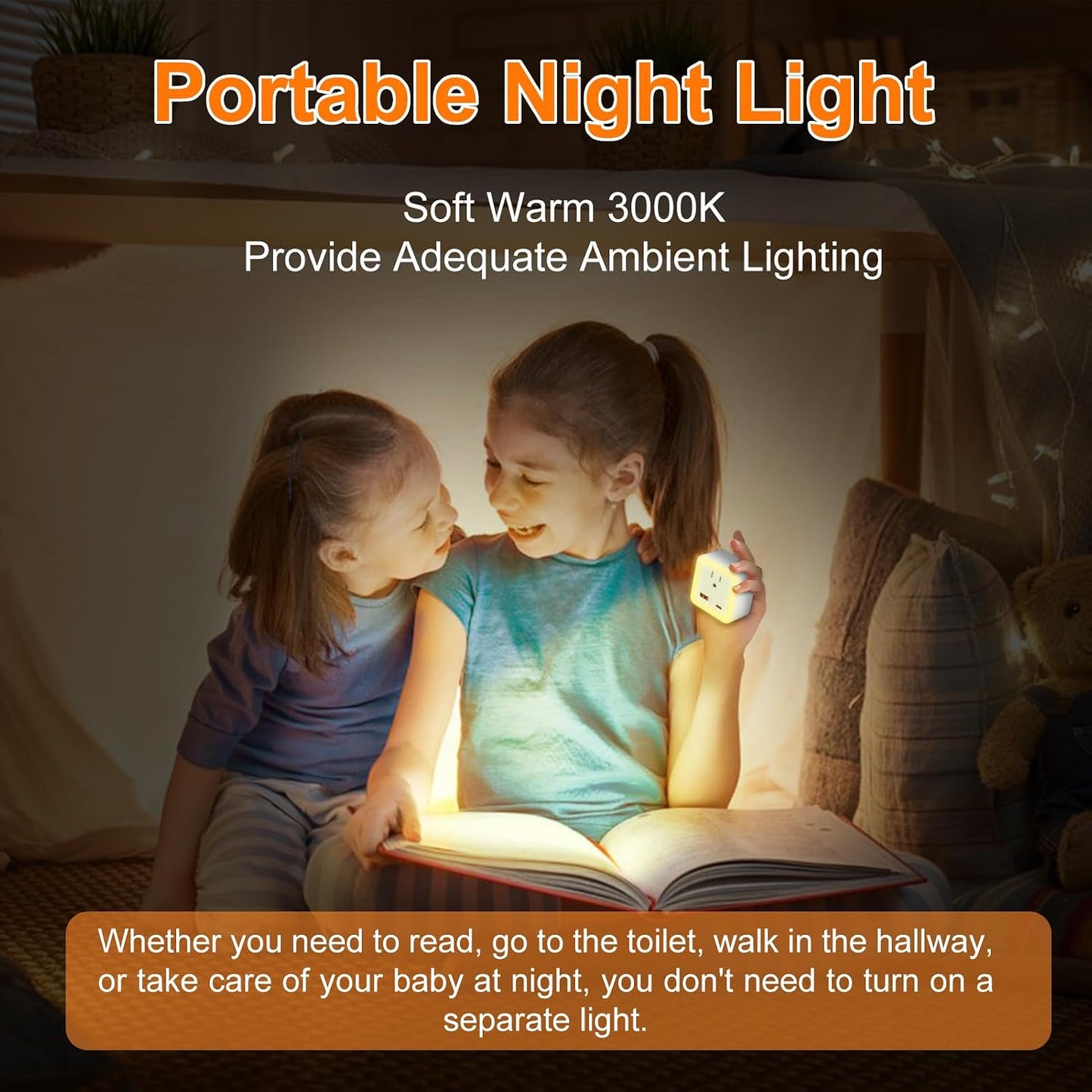 Night Lights Plug Into Wall 2 Pack Rechargeable Battery Backup Light | Dusk to Dawn Sensor Night Light with Outlet