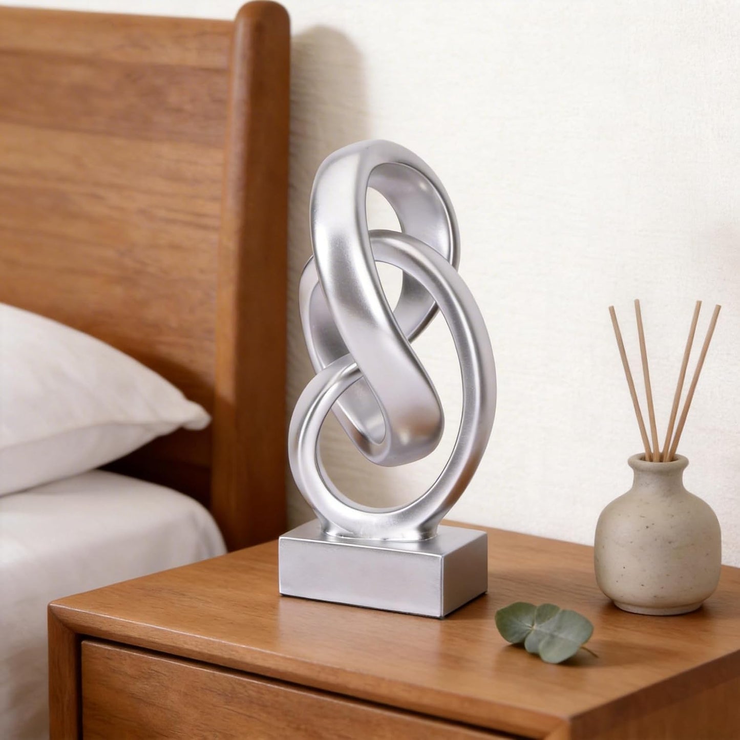 Modern Abstract Knot Sculpture / Silver