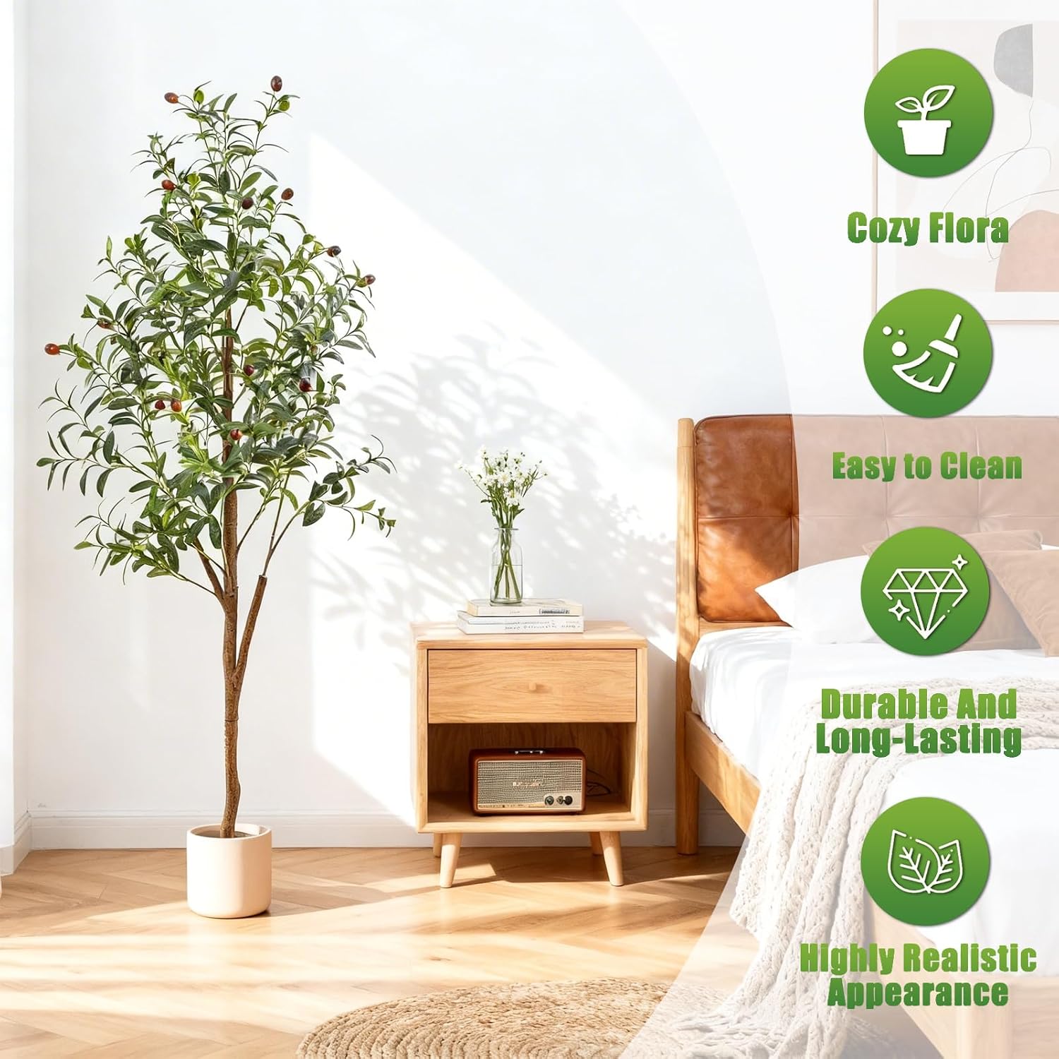 Indoor Tall Faux Olive Tree in Planter / Olive Tree 5ft / 5 Inch