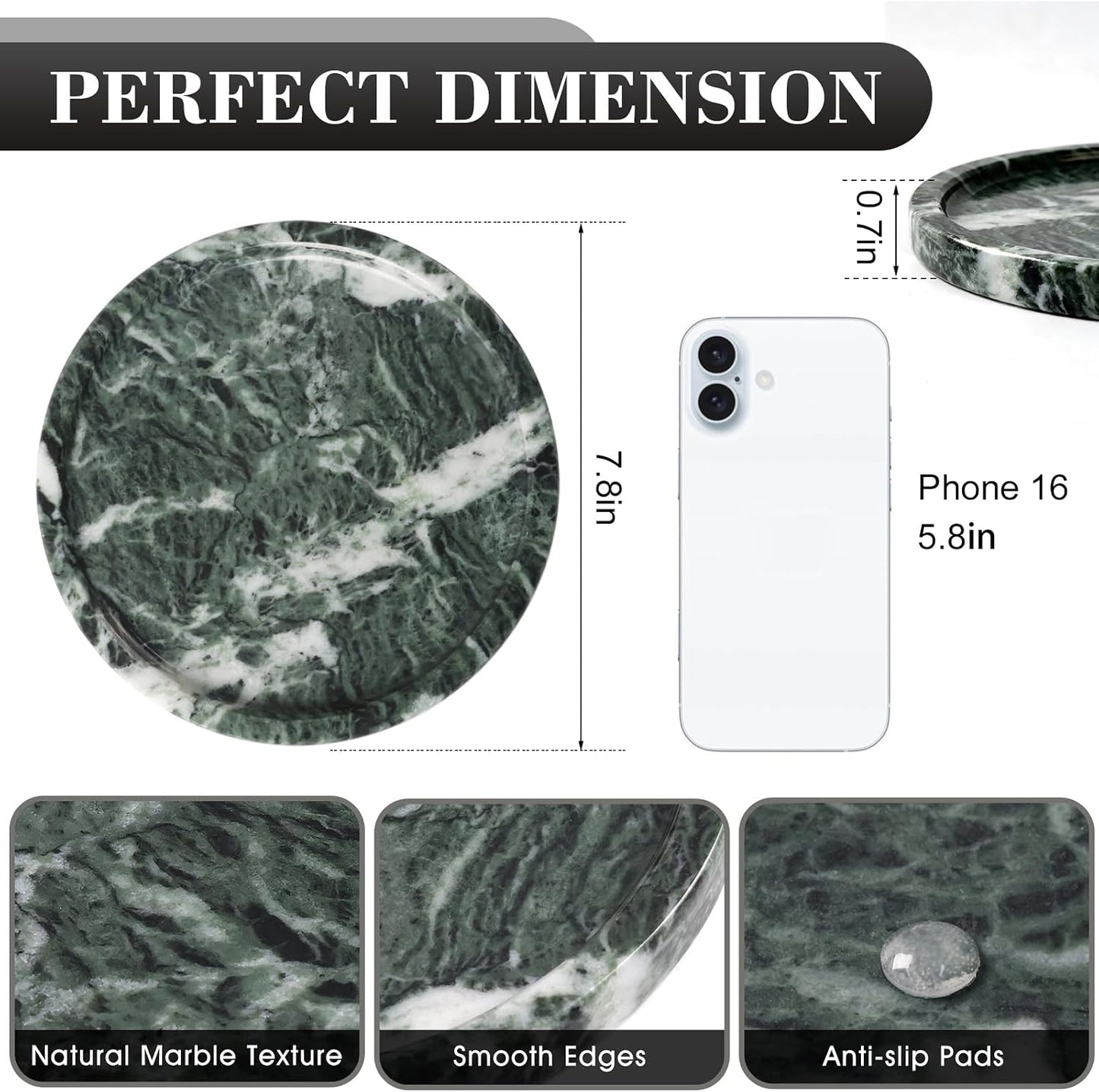 Natural Round Marble Tray / Green