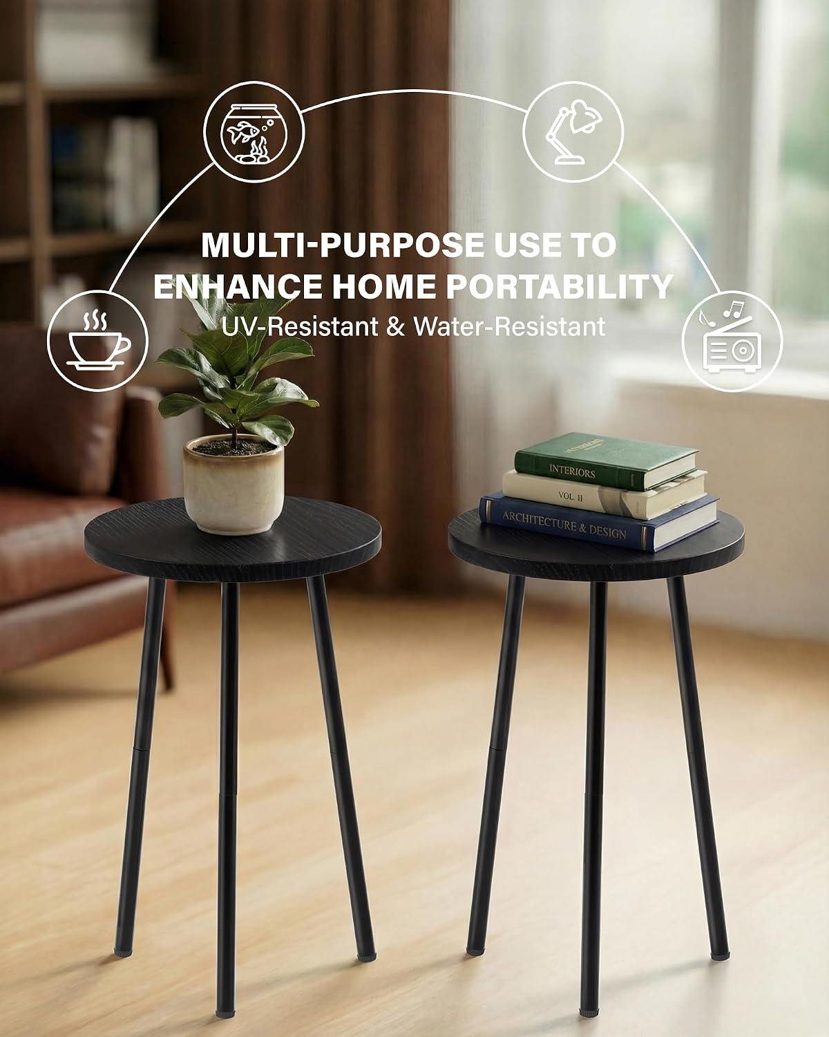 Plant Stand Indoor 2 Pack: Corner 20'' Indoor Plant Stand - Plant Table | Mid Century Modern Decor - Small Round Plant