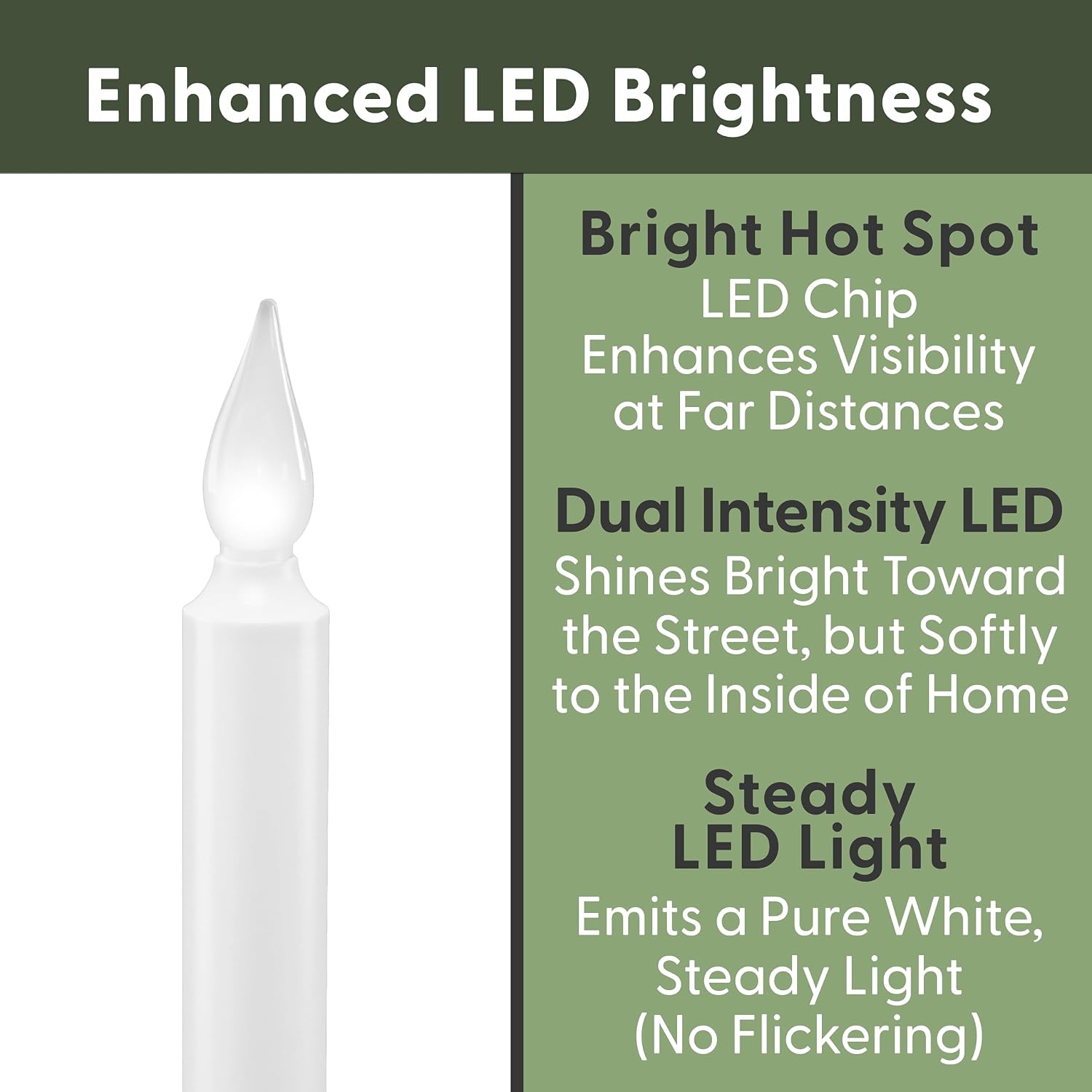 Bright White LED Battery Operated Window Candles, Pewter 4-Pack | Automatic Timer, Bright Hot Spot, Weighted Plastic