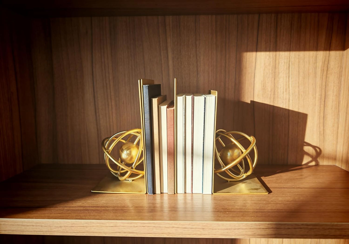 Metal Bookends / Heavy Duty Book Ends for Heavy Books / Gold / Set of 2