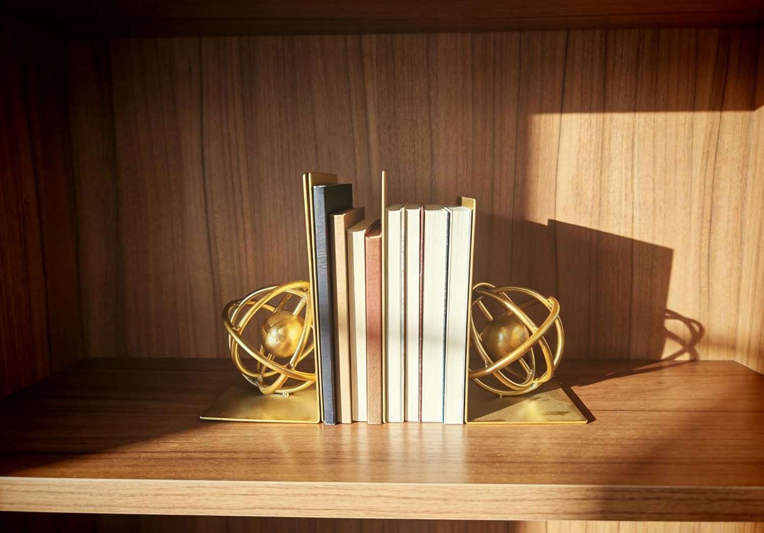 Metal Bookends / Heavy Duty Book Ends for Heavy Books / Gold / Set of 2