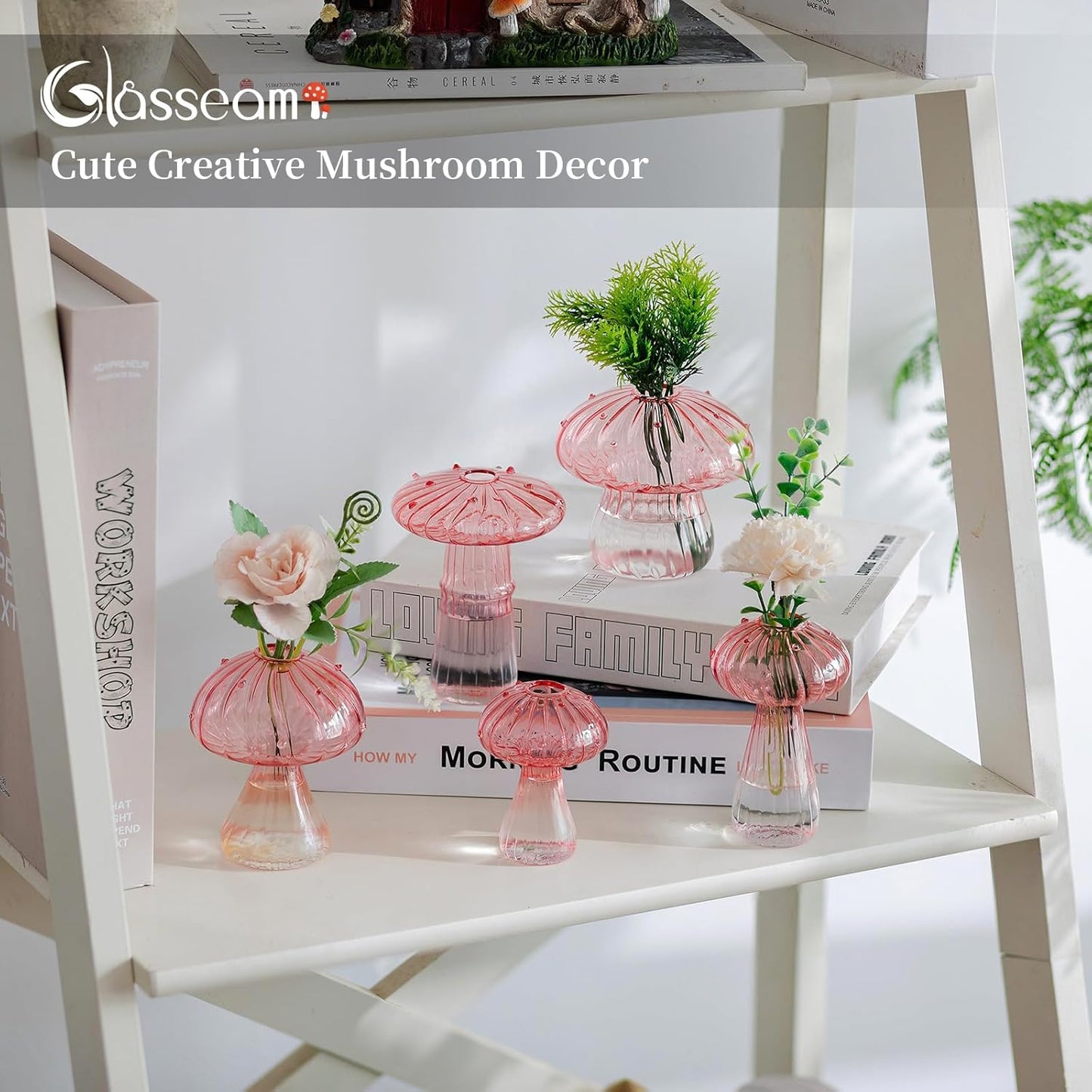 Glass Terrarium Jar Planters / Pink / Set of 10