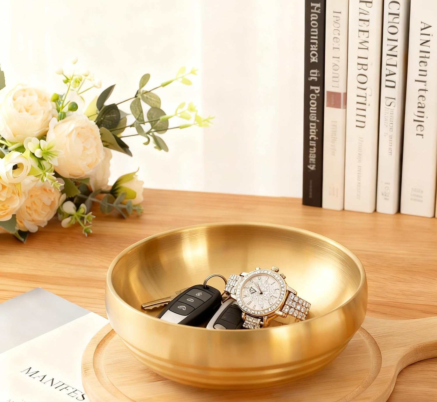 Decorative Bowls and Key Dish Holder / 8.26" Gold