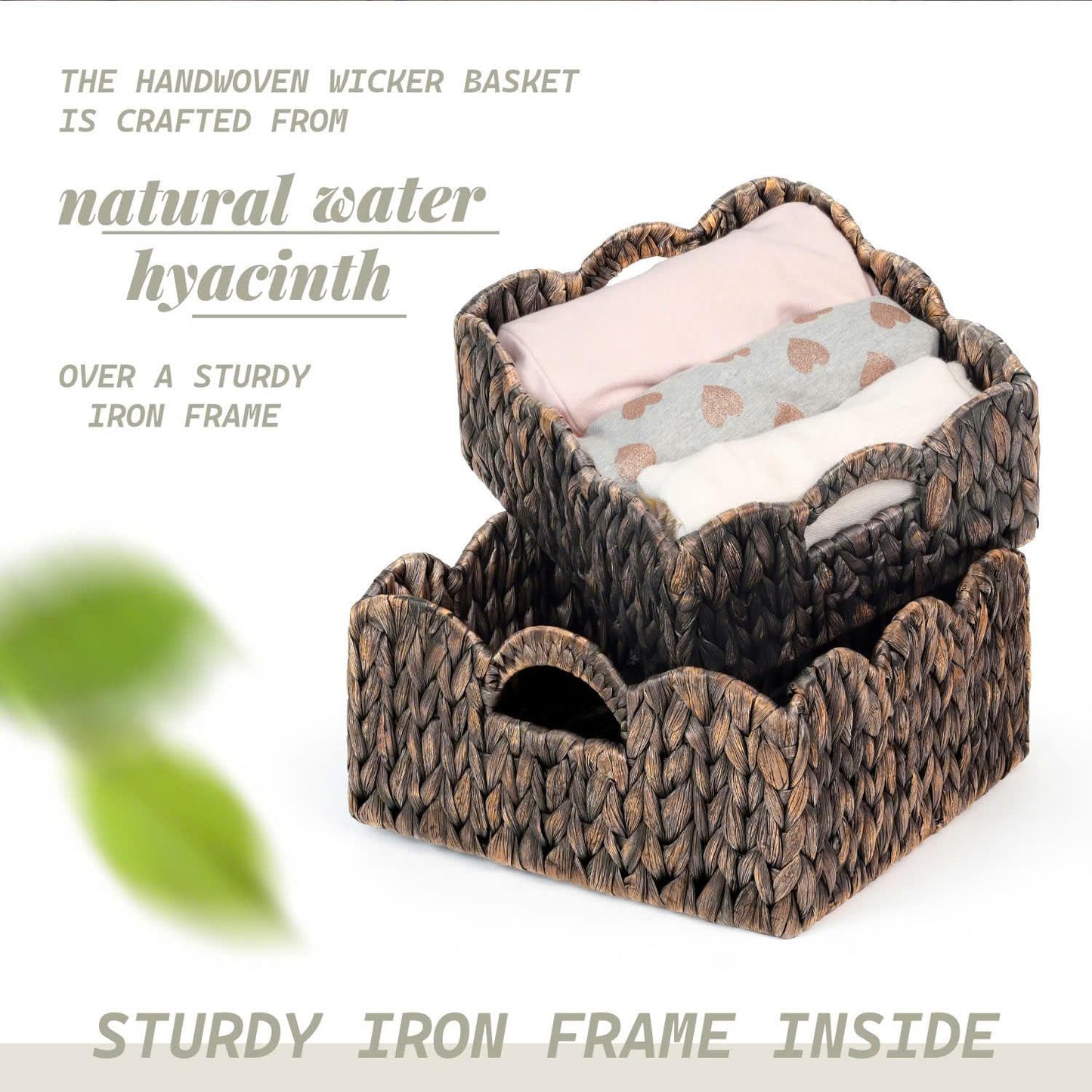 Woven Basket Boho / Esspresso / Natural / Set of 2