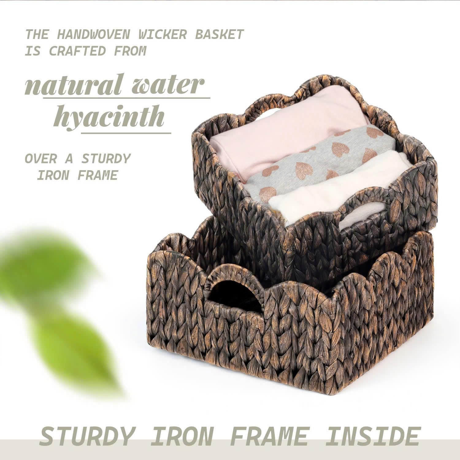 Woven Basket Boho / Esspresso / Natural / Set of 2