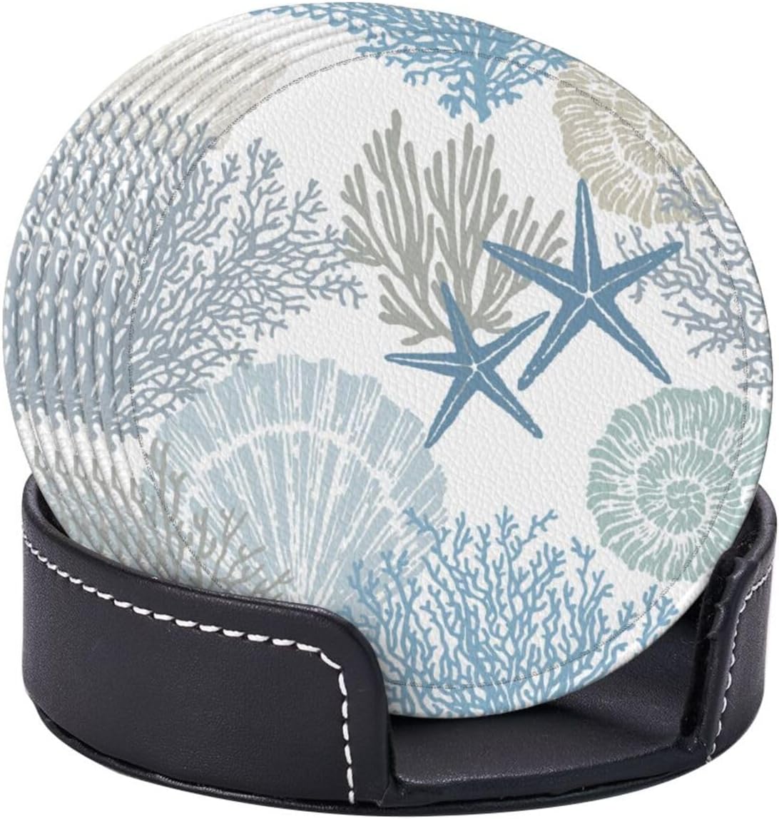 Holder for Tabletop / Nautical Sea Shell Star Coral Coastal / Set of 6