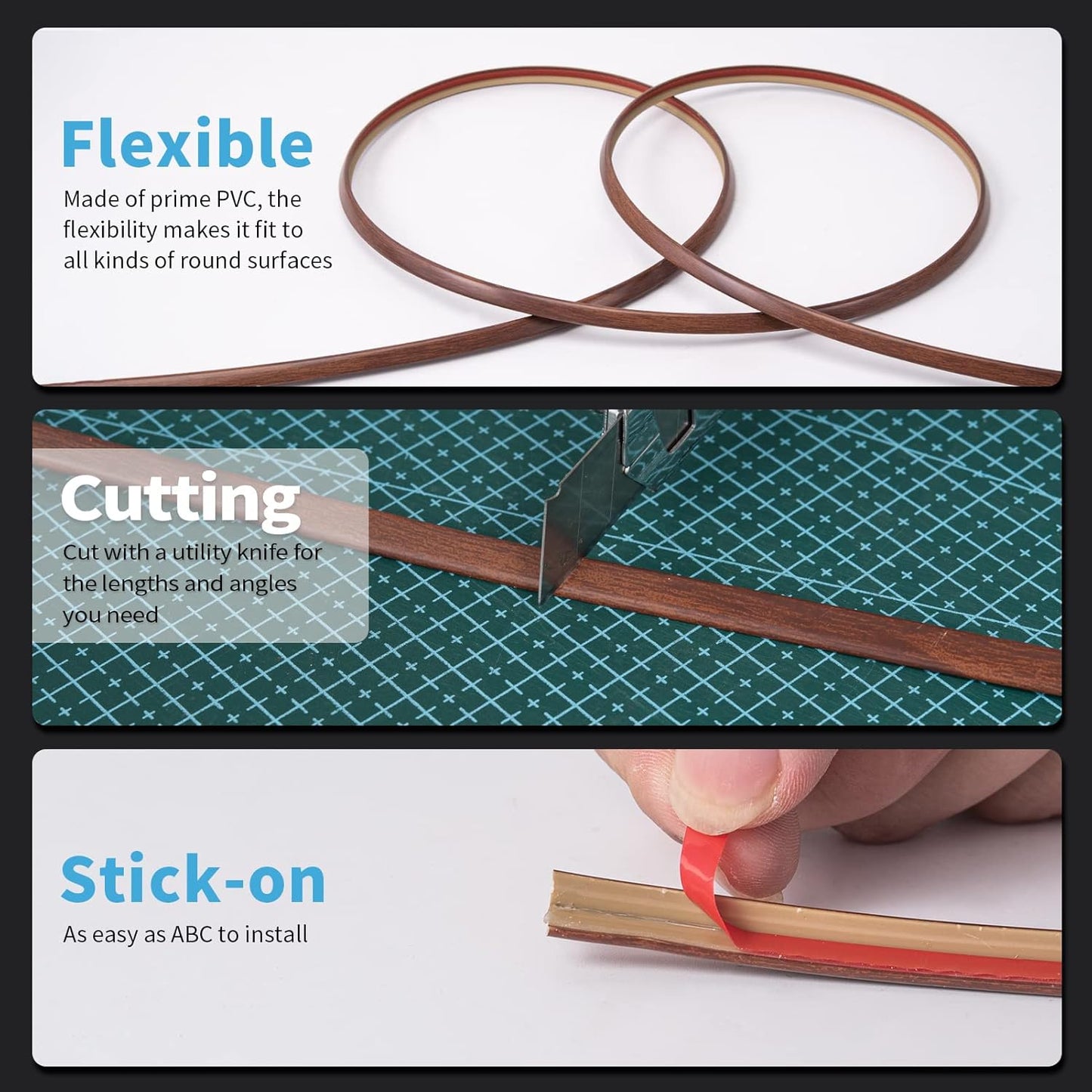 Outside Vinyl Corner Trim Peel and Stick for Tile and Wall Edges / Cherry / 20 Inch