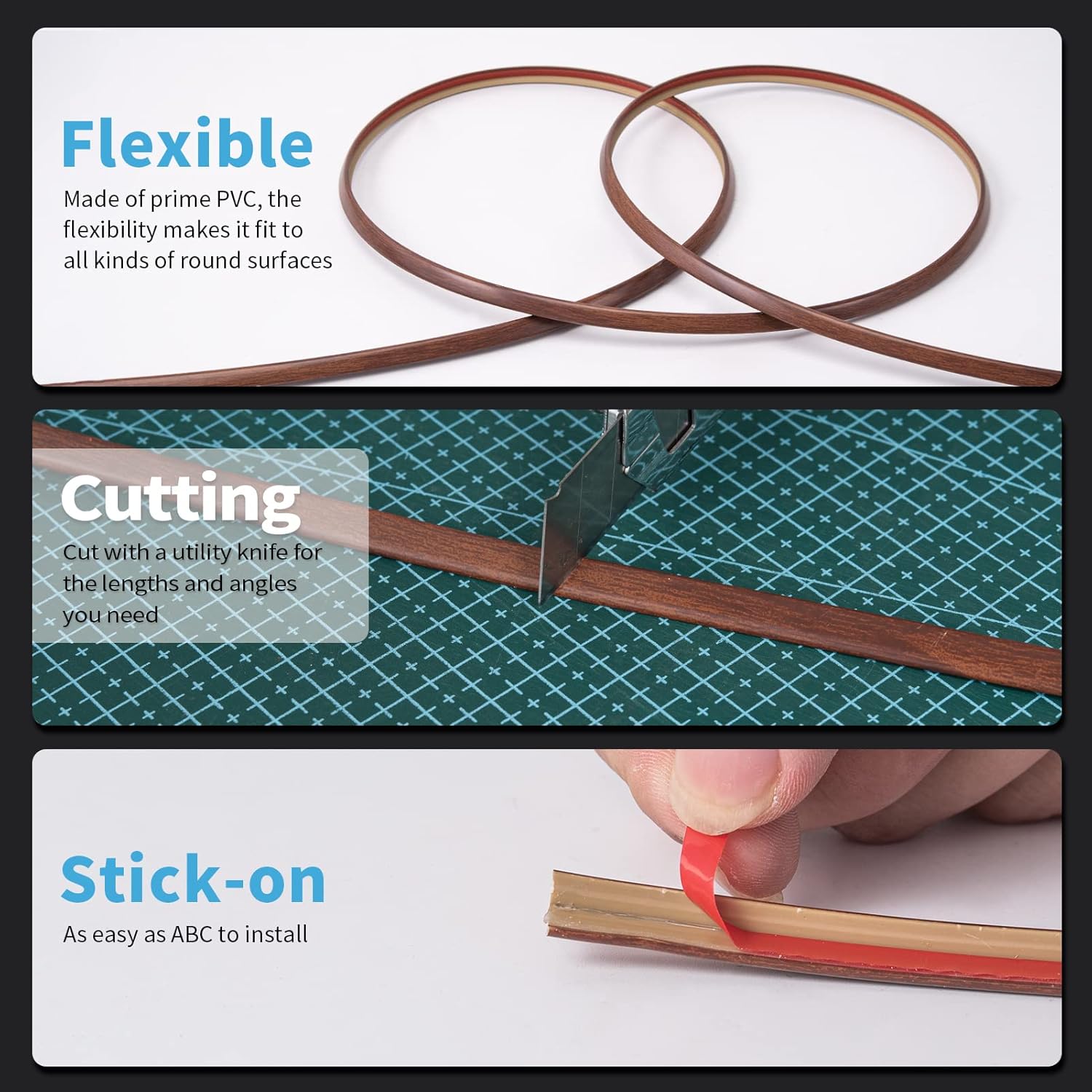 Outside Vinyl Corner Trim Peel and Stick for Tile and Wall Edges / Cherry / 20 Inch